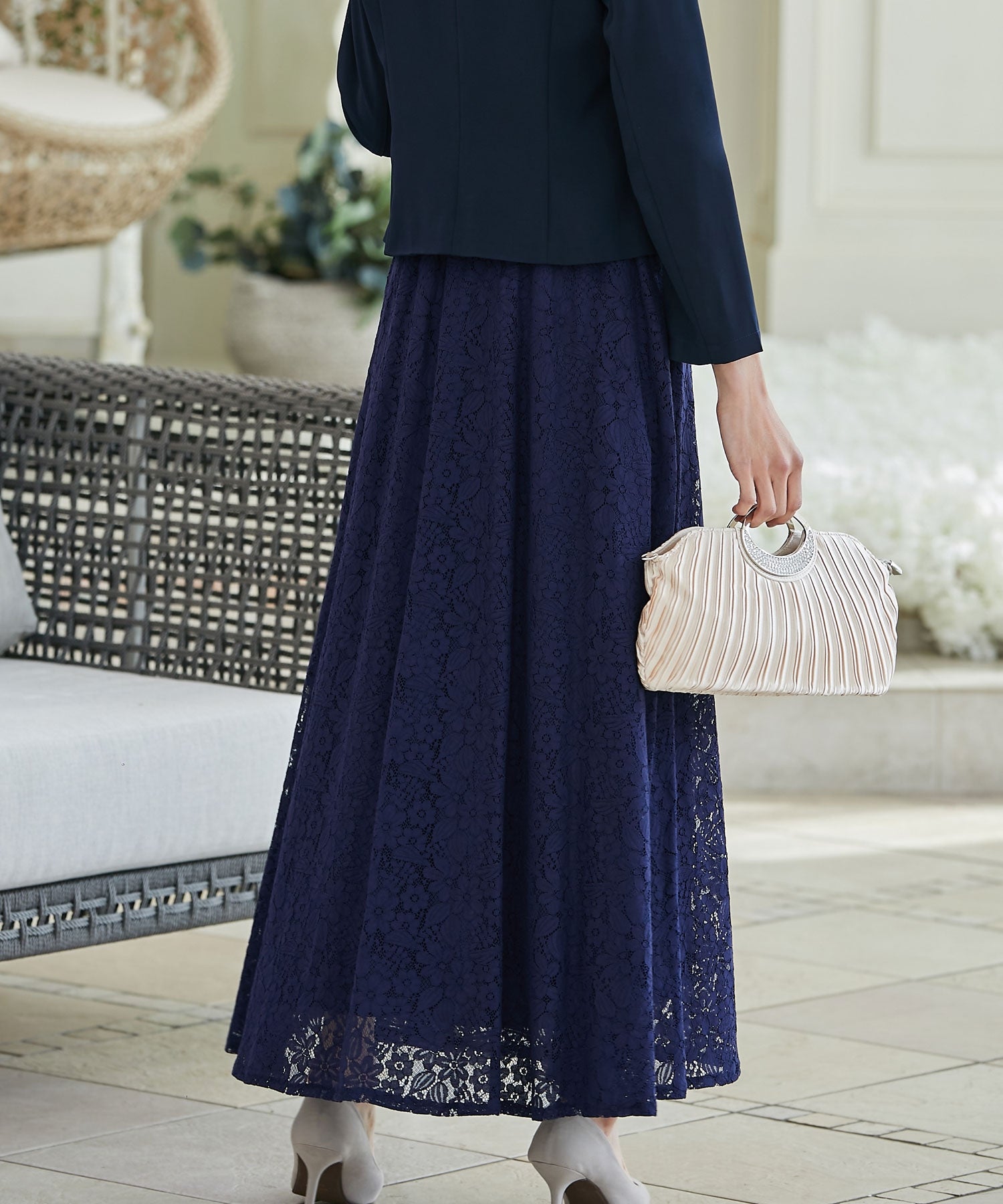 総レースロングスカート【結婚式】【パーティー】【フォーマル】【セレモニー】cy11001