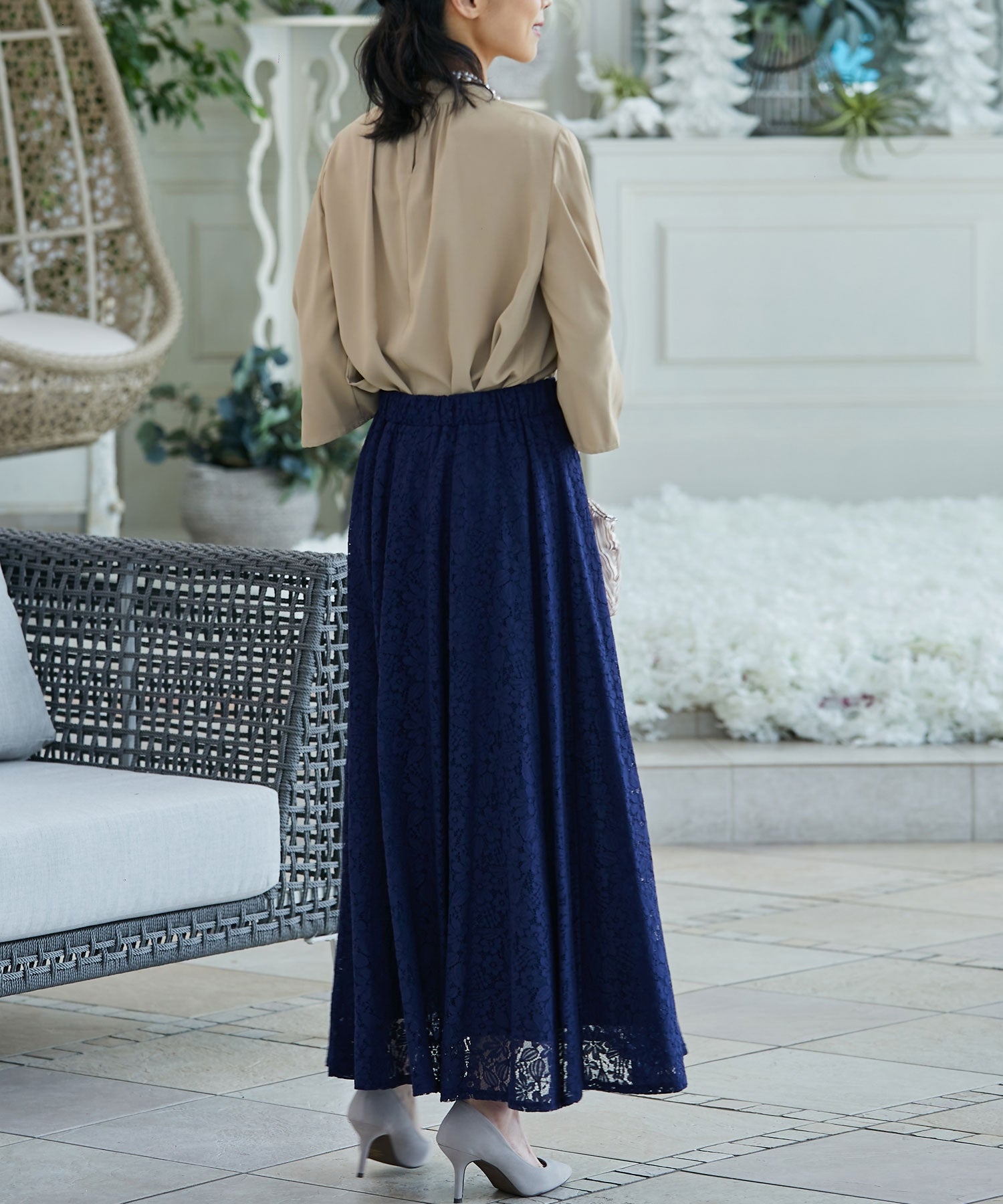 総レースロングスカート【結婚式】【パーティー】【フォーマル】【セレモニー】cy11001