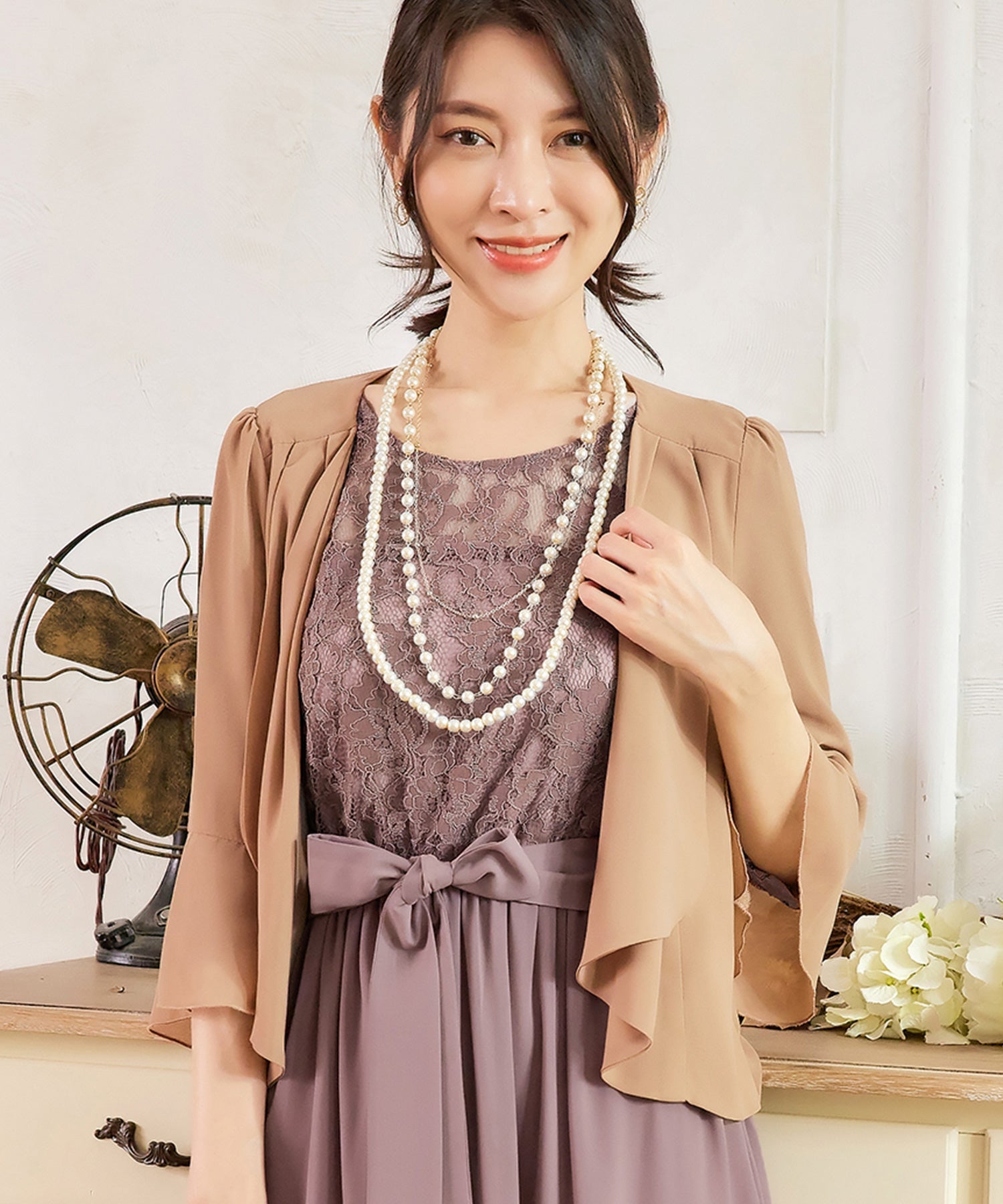 7分丈薄手シフォンパーティボレロcy88111