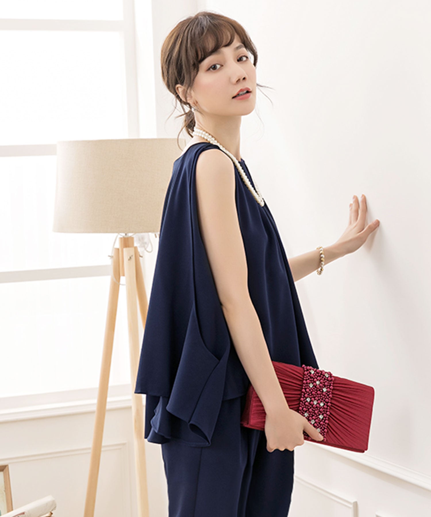 3WAYパンツドレスcy88151 ネイビー