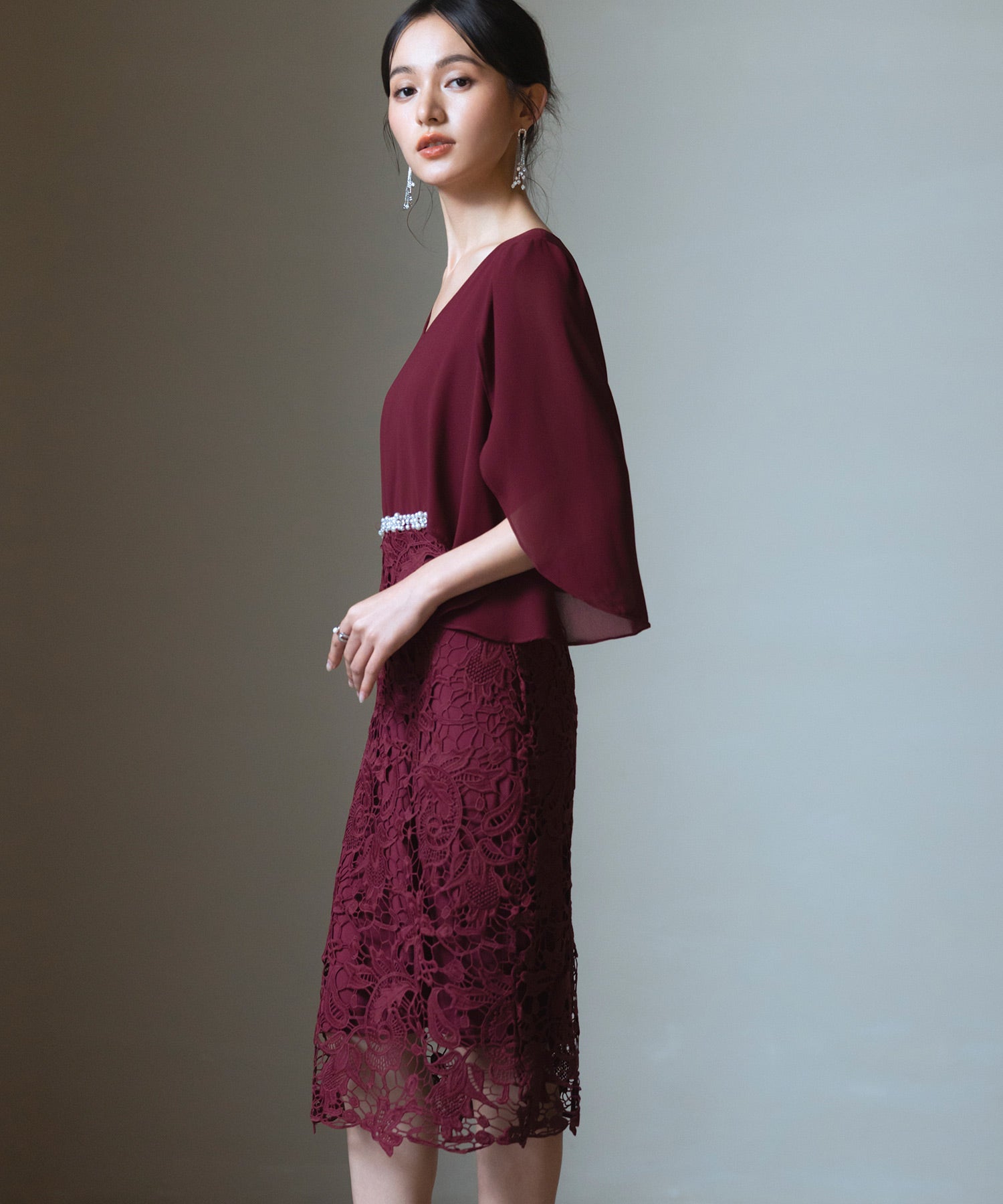 結婚式 ワンピース パーティー ドレス お呼ばれ 二次会 袖あり cy88262