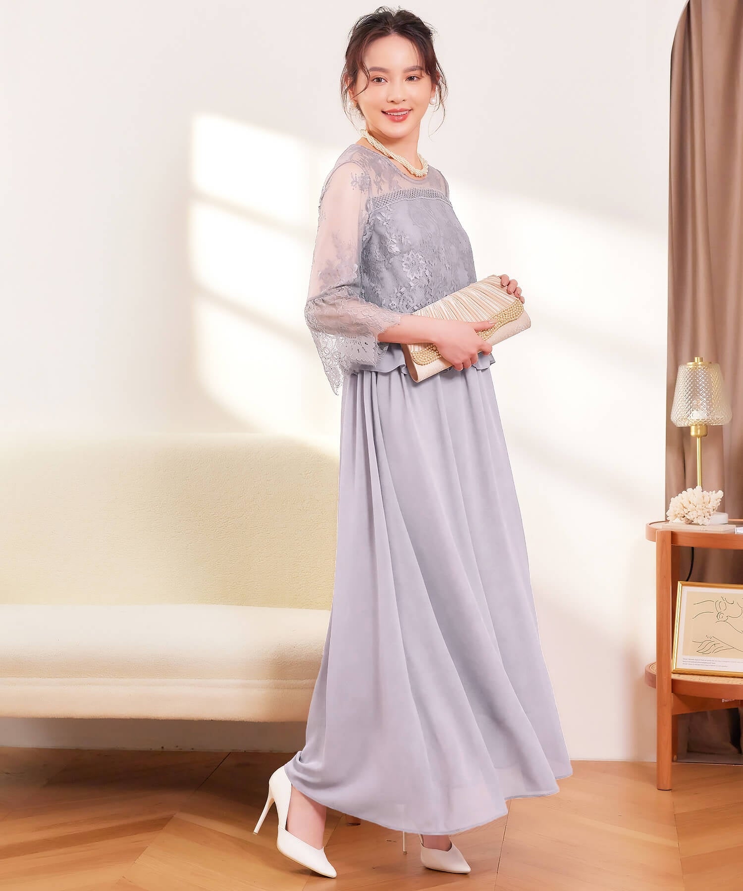 ワンピース レース 披露宴 結婚式 フォーマル パーティードレスcy88523