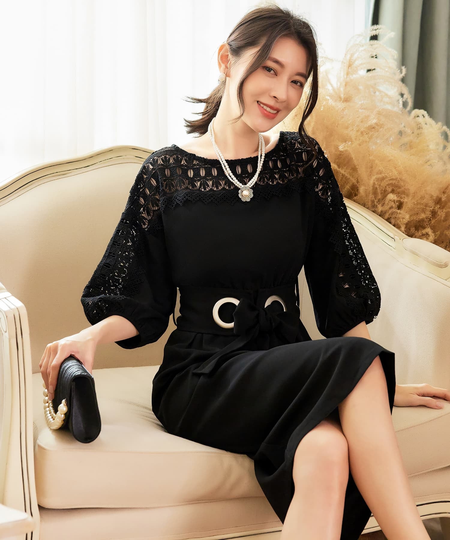 ワンピース パーティー ドレス ビックリボン お呼ばれ 結婚式 cy88525