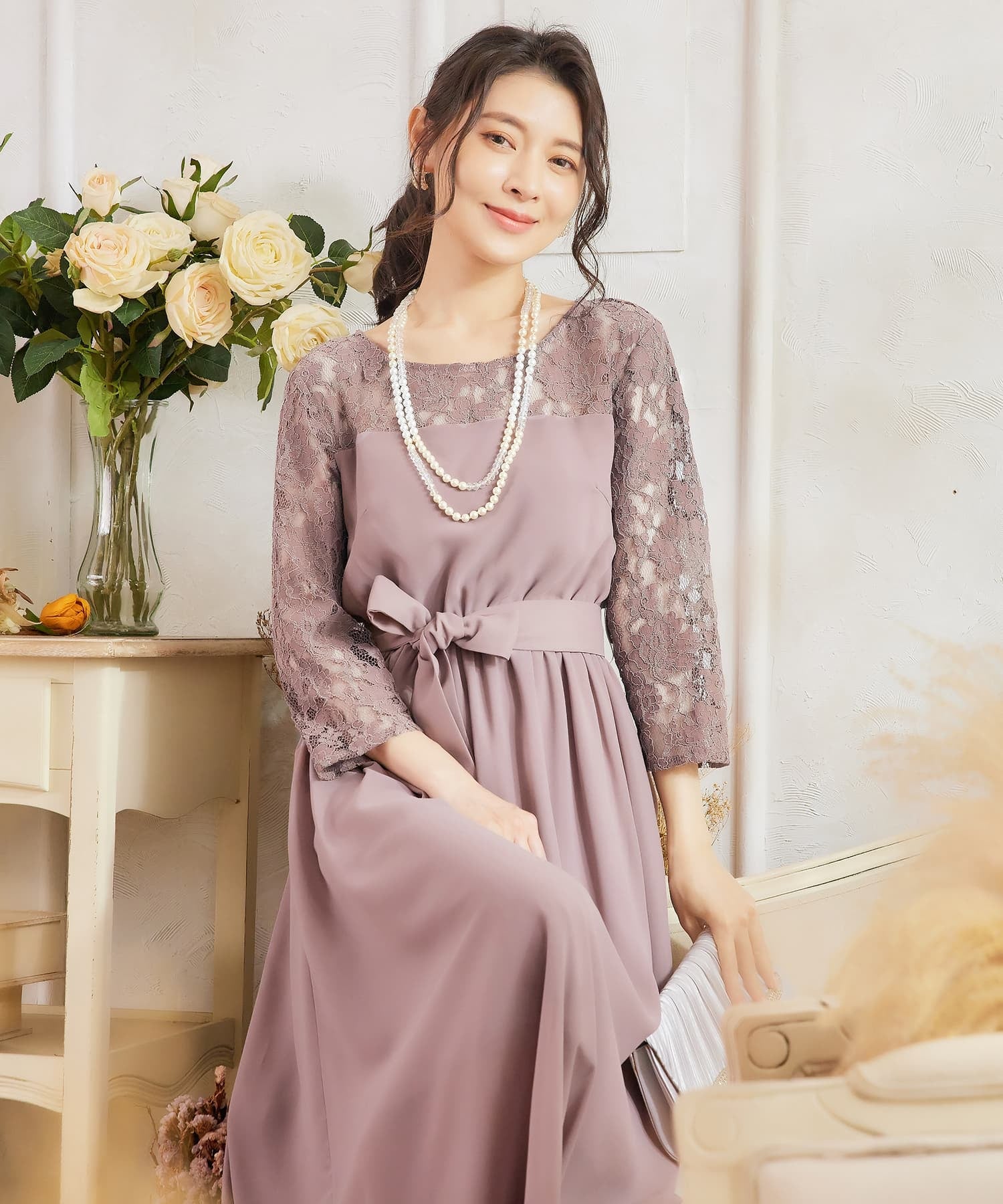 ワンピース レース 披露宴 結婚式 フォーマル パーティードレスcy88529
