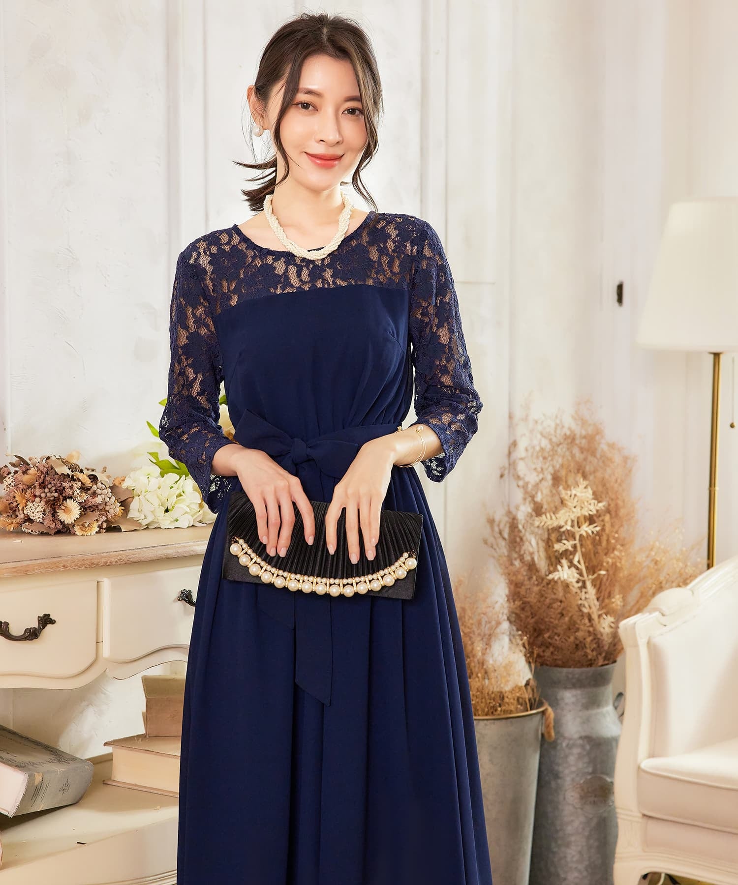 ワンピース レース 披露宴 結婚式 フォーマル パーティードレスcy88529
