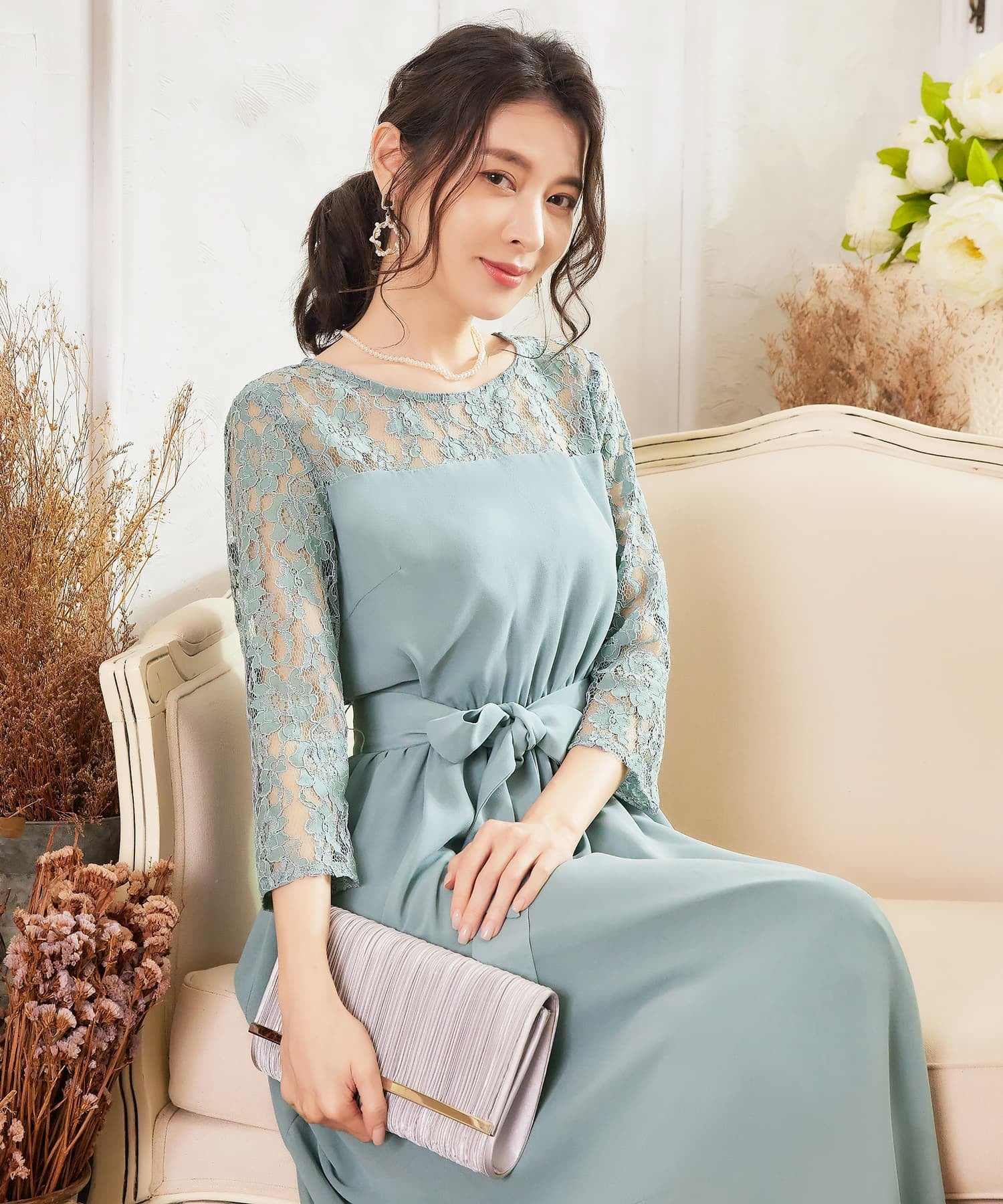 ワンピース レース 披露宴 結婚式 フォーマル パーティードレスcy88529