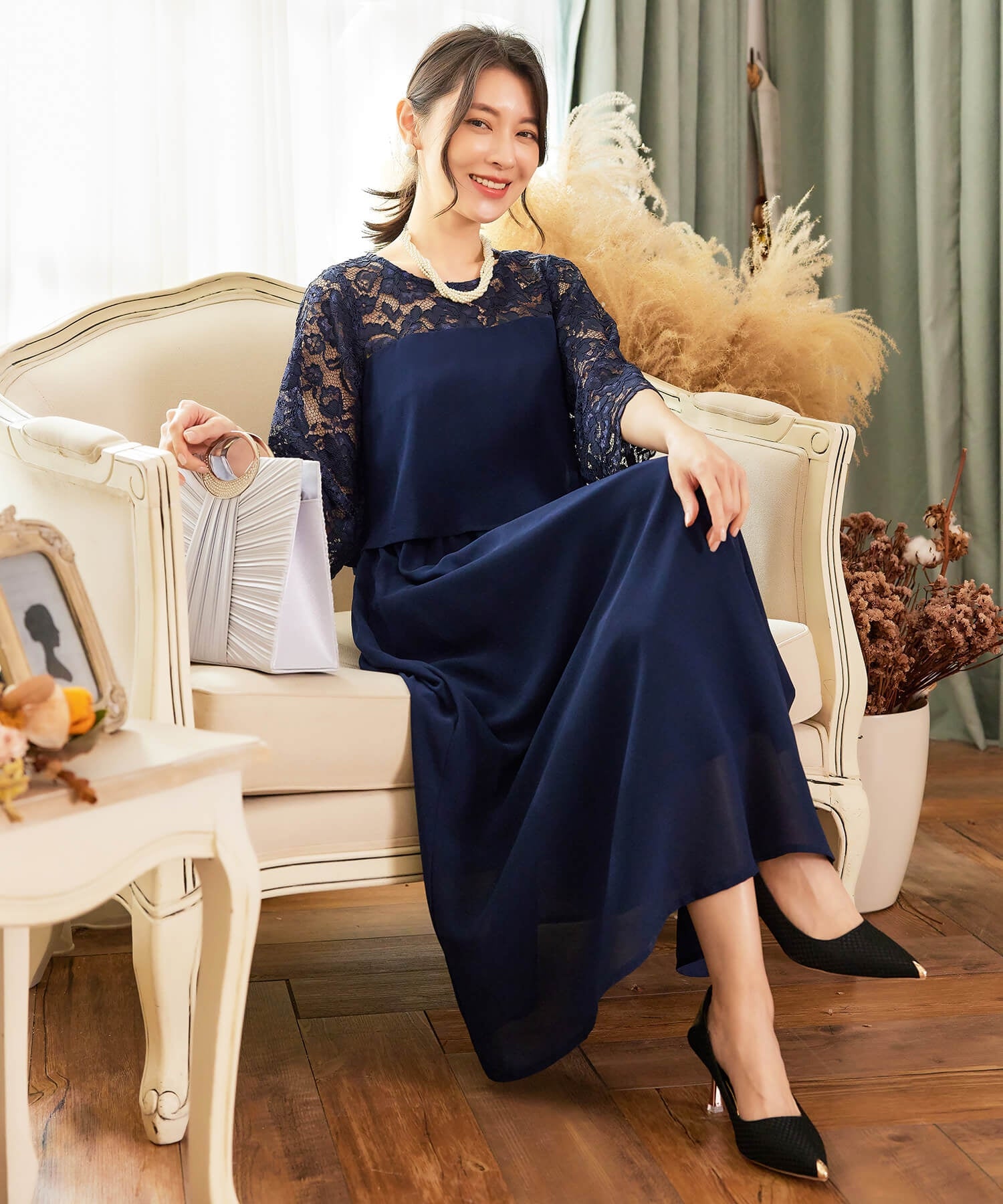 パーティードレス ワンピース レース 披露宴 結婚式 フォーマルcy88533