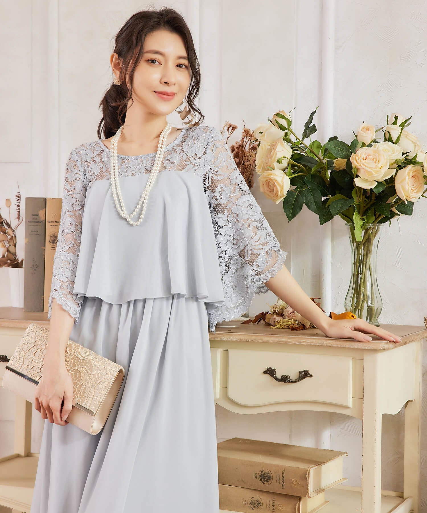 パーティードレス ワンピース レース 披露宴 結婚式 フォーマルcy88533