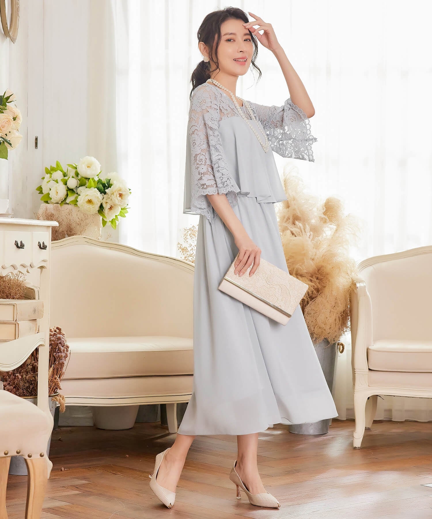 パーティードレス ワンピース レース 披露宴 結婚式 フォーマルcy88533