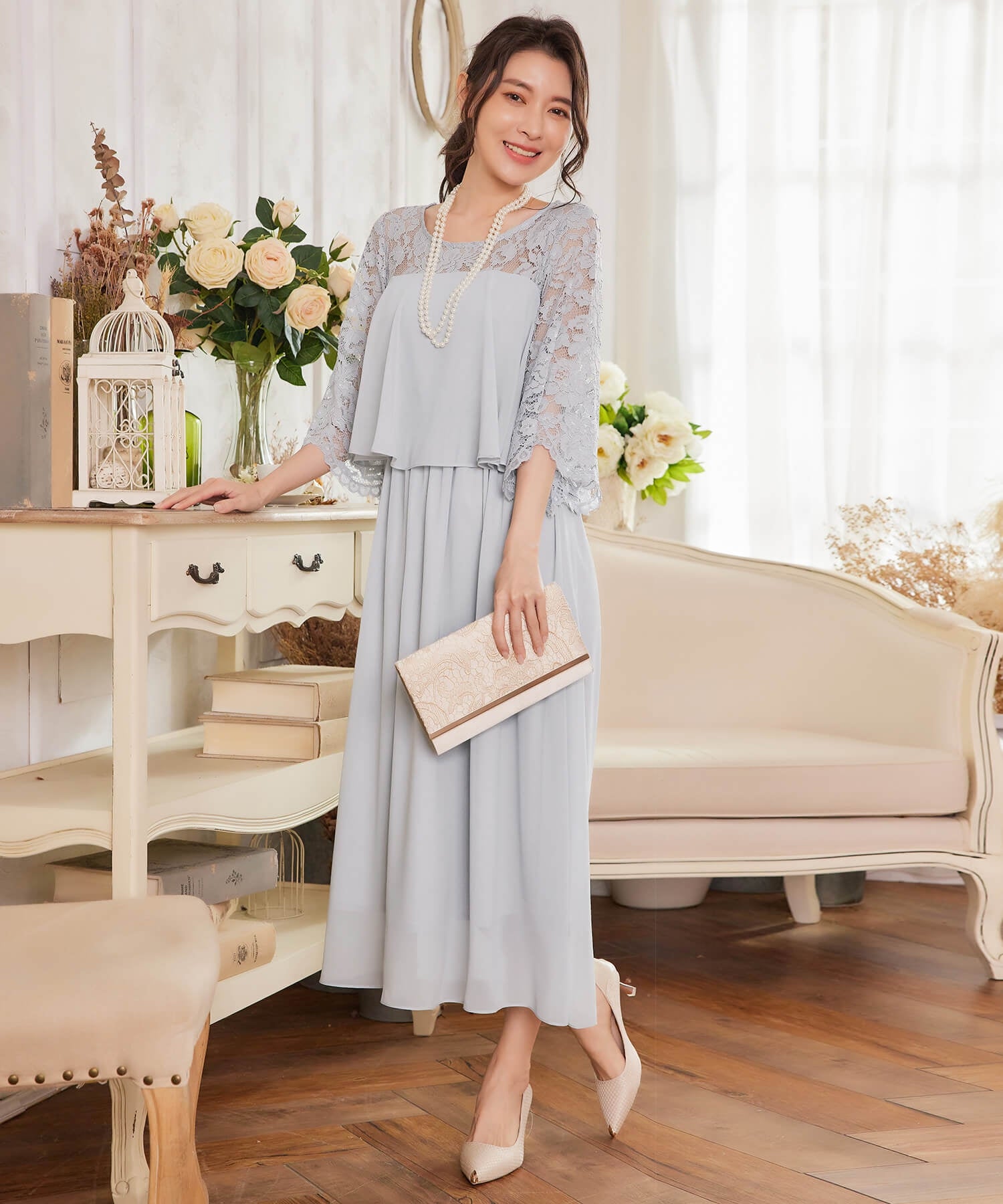 パーティードレス ワンピース レース 披露宴 結婚式 フォーマルcy88533