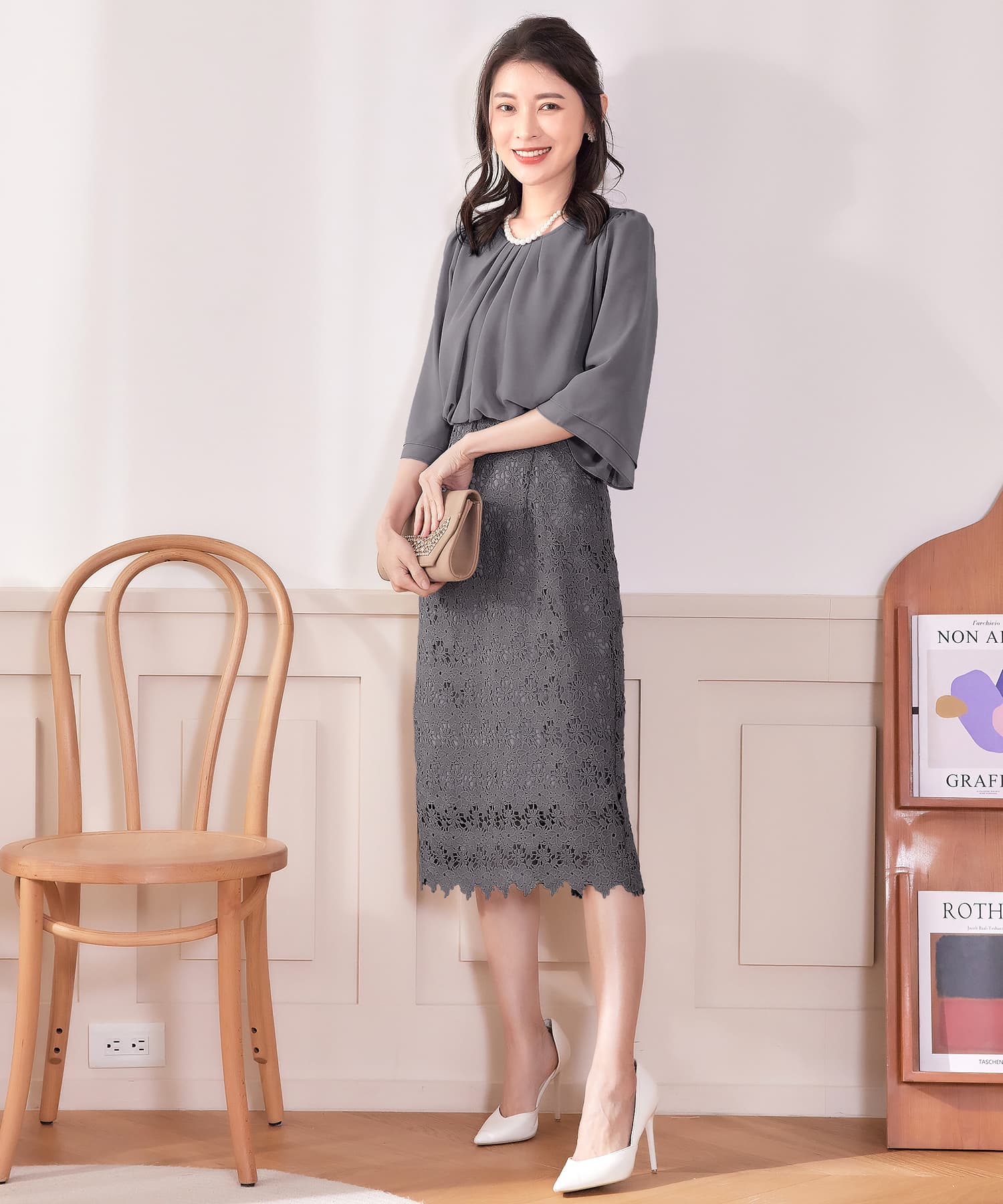 ワンピース ドレス パーティー オフィス 結婚式 シフォン レース パーティードレスcy88538