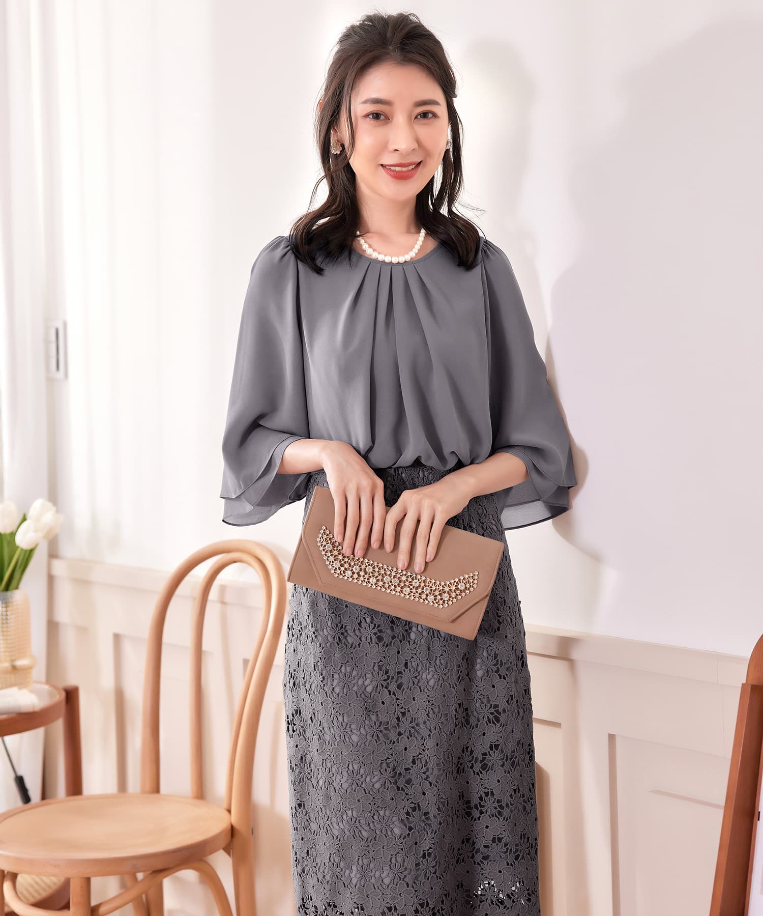 ワンピース ドレス パーティー オフィス 結婚式 シフォン レース パーティードレスcy88538