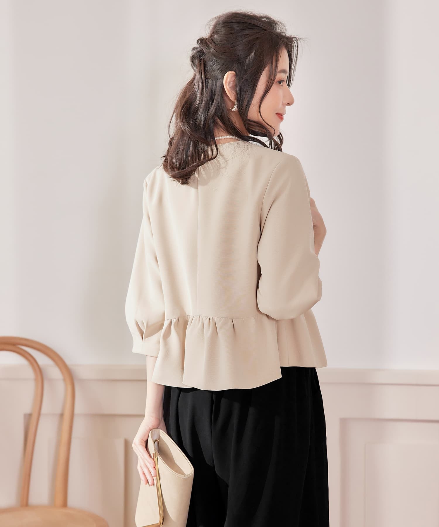 ジャケット ボレロ ショートジャケット ノーカラーcy88550