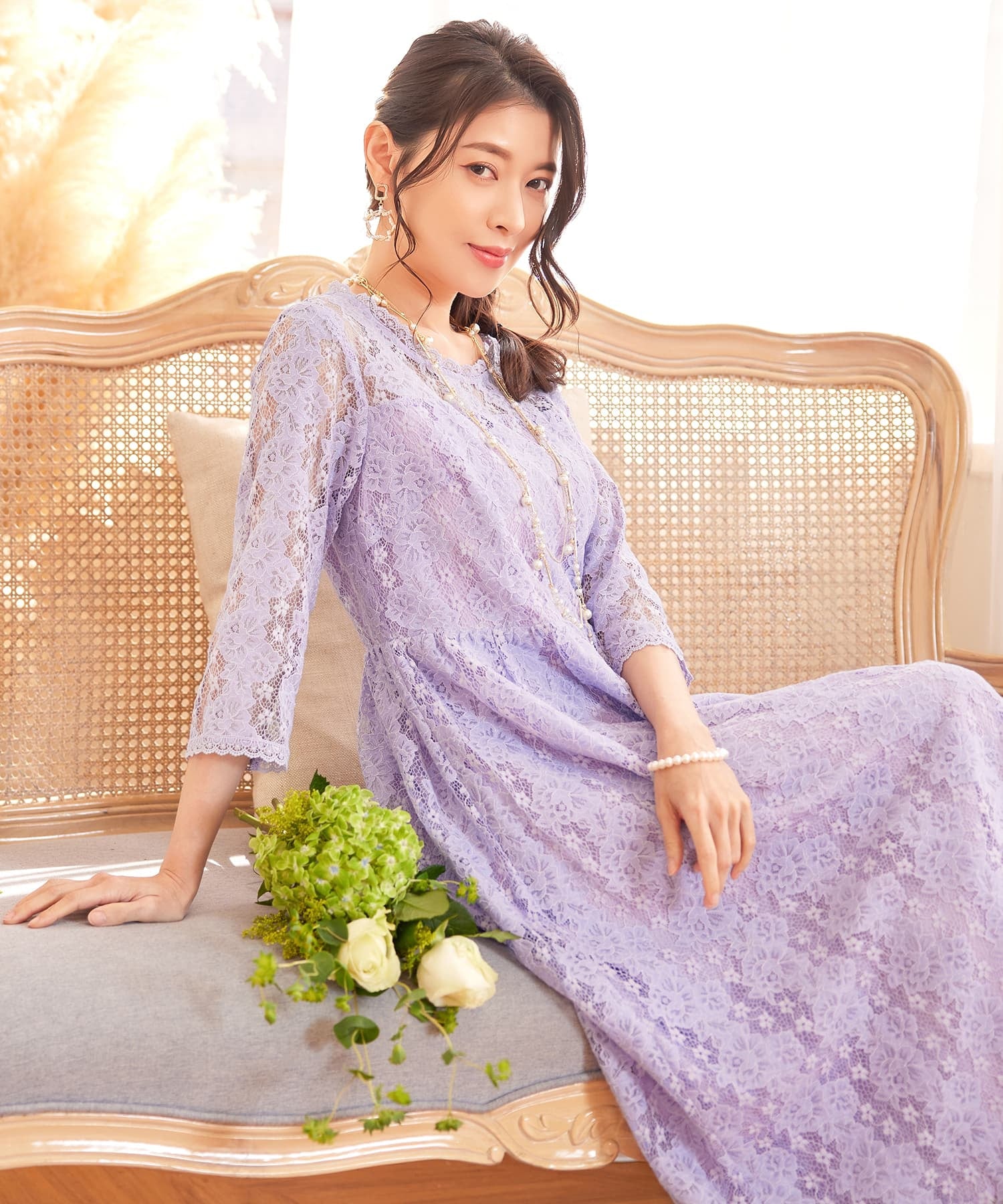 ワンピース ドレス レース 結婚式 披露宴 パーティーcy88572