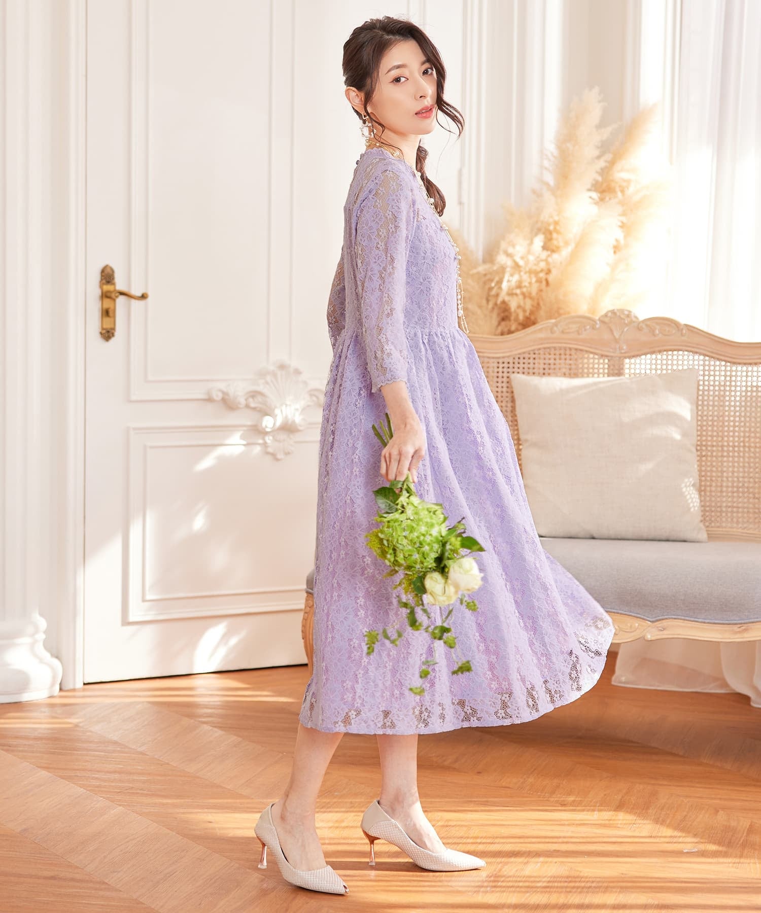 ワンピース ドレス レース 結婚式 披露宴 パーティーcy88572