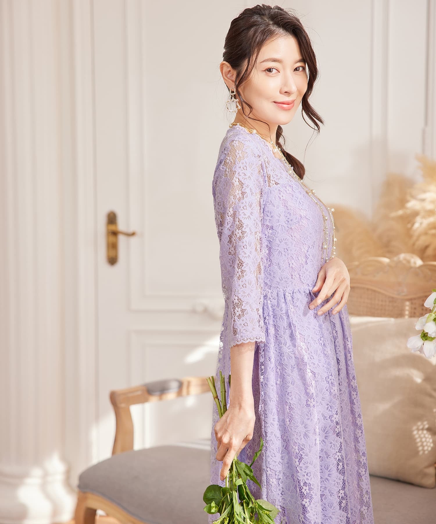 ワンピース ドレス レース 結婚式 披露宴 パーティーcy88572