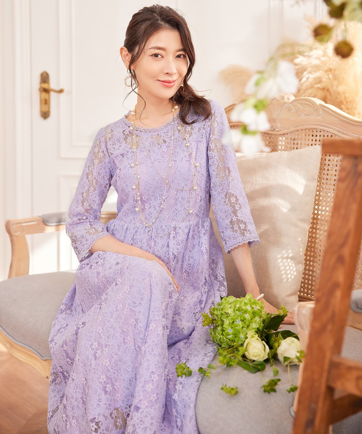 ワンピース ドレス レース 結婚式 披露宴 パーティーcy88572