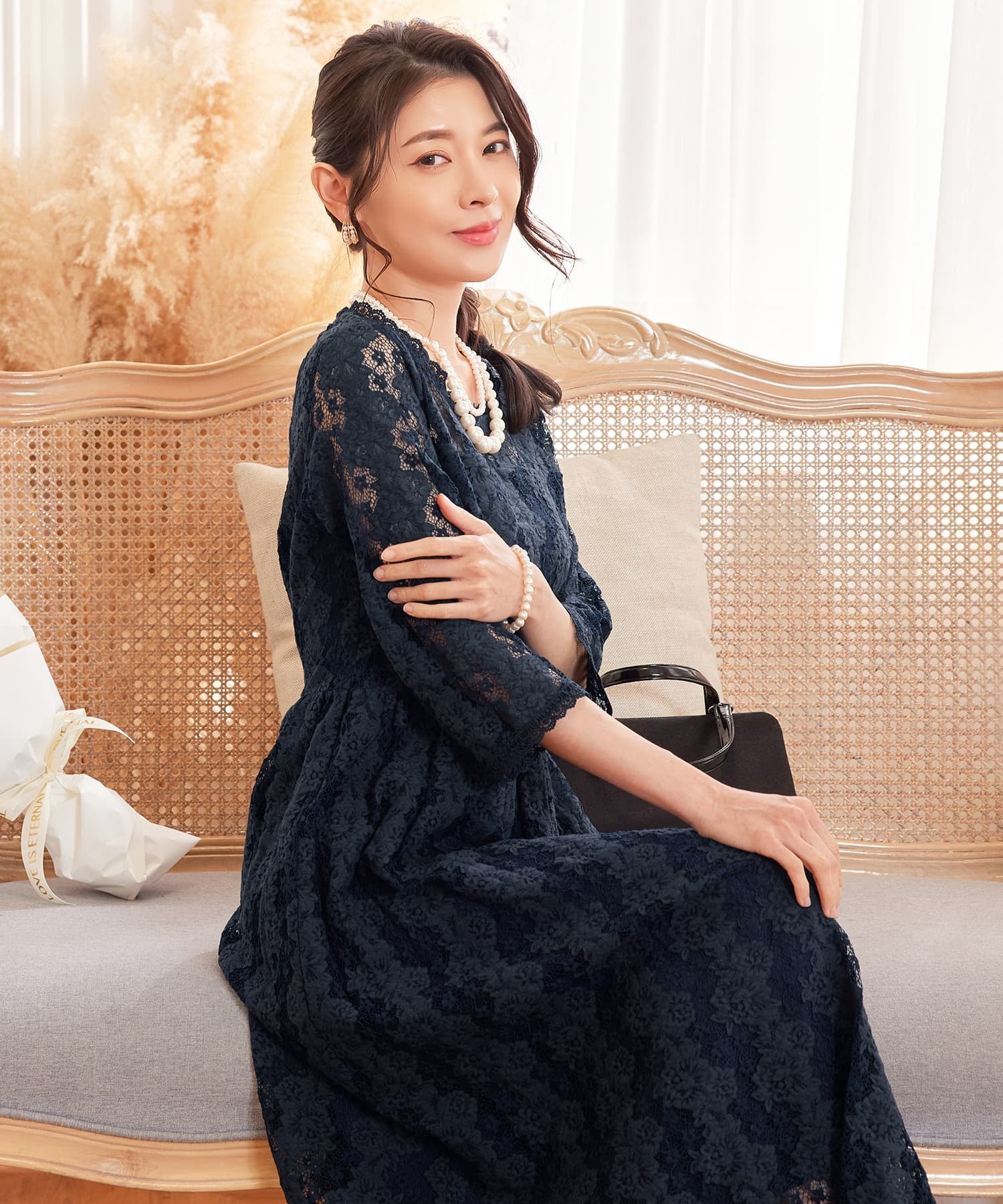 ワンピース ドレス レース 結婚式 披露宴 パーティーcy88572
