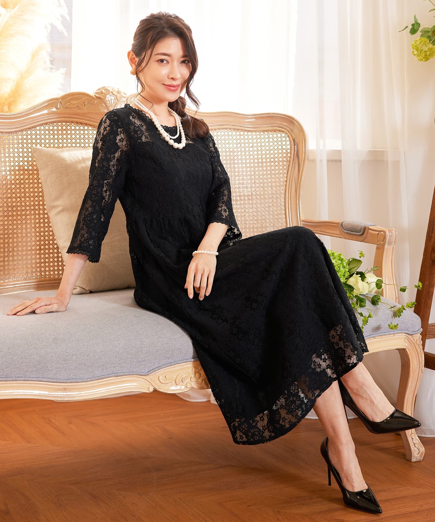 ワンピース ドレス レース 結婚式 披露宴 パーティーcy88572