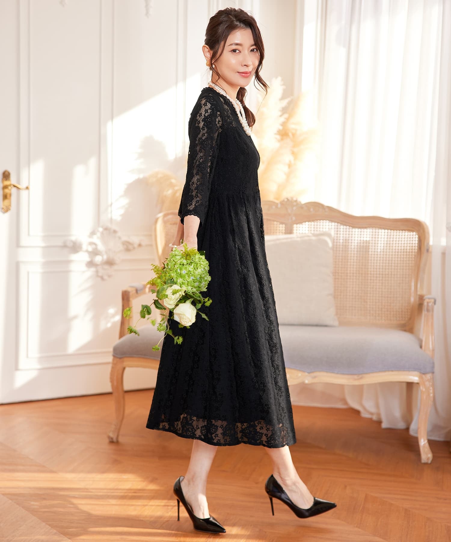 ワンピース ドレス レース 結婚式 披露宴 パーティーcy88572