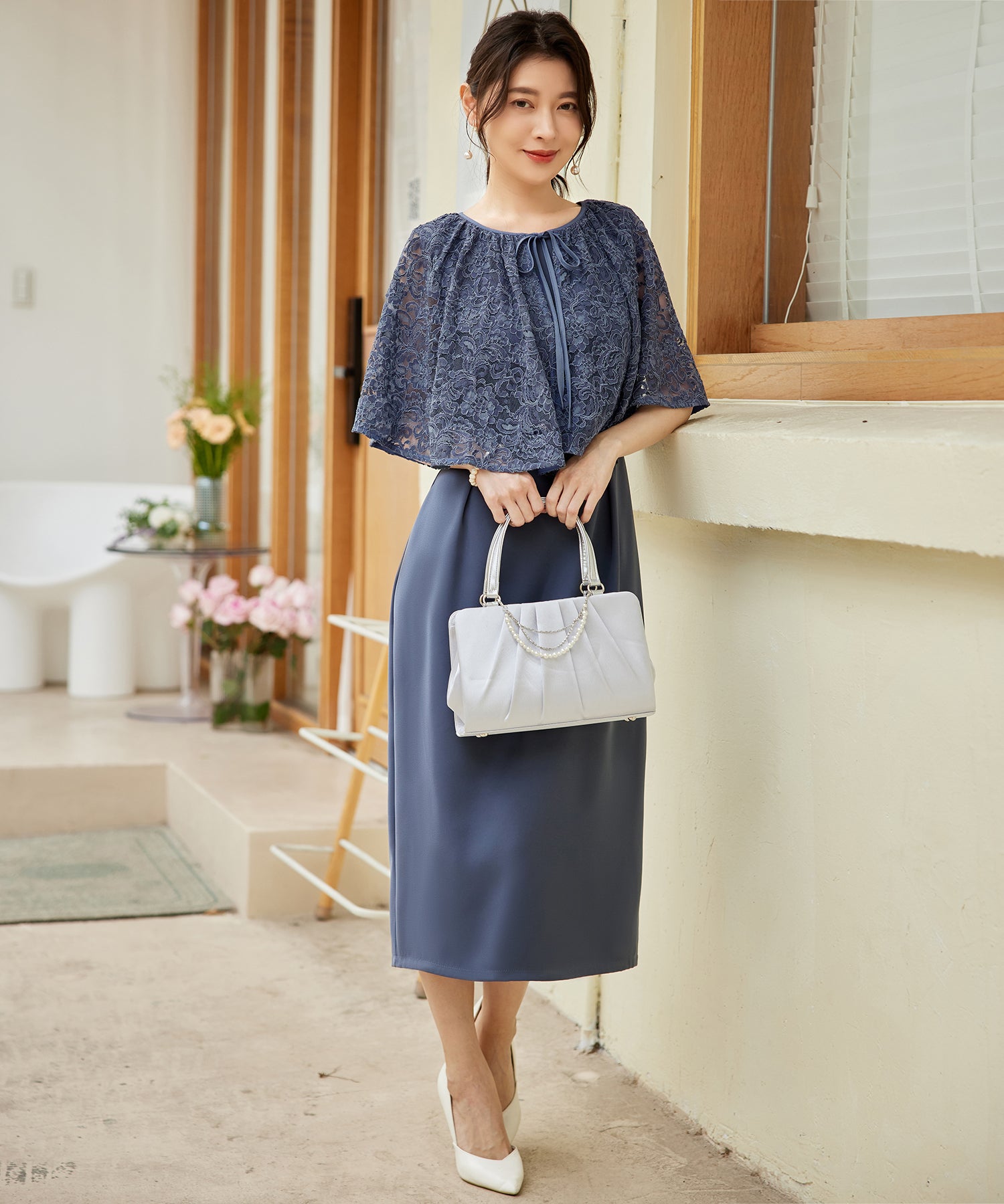 パーティードレス レディース ドレス ワンピース セットアップ 3waycy88598 コバルトブルー