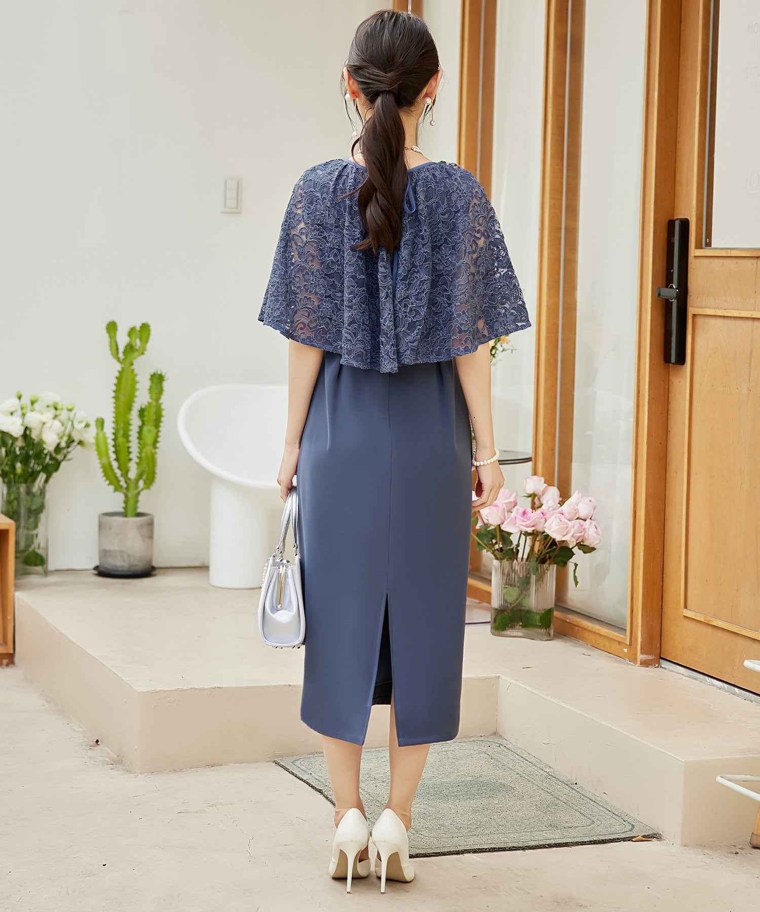 パーティードレス レディース ドレス ワンピース セットアップ 3waycy88598 コバルトブルー