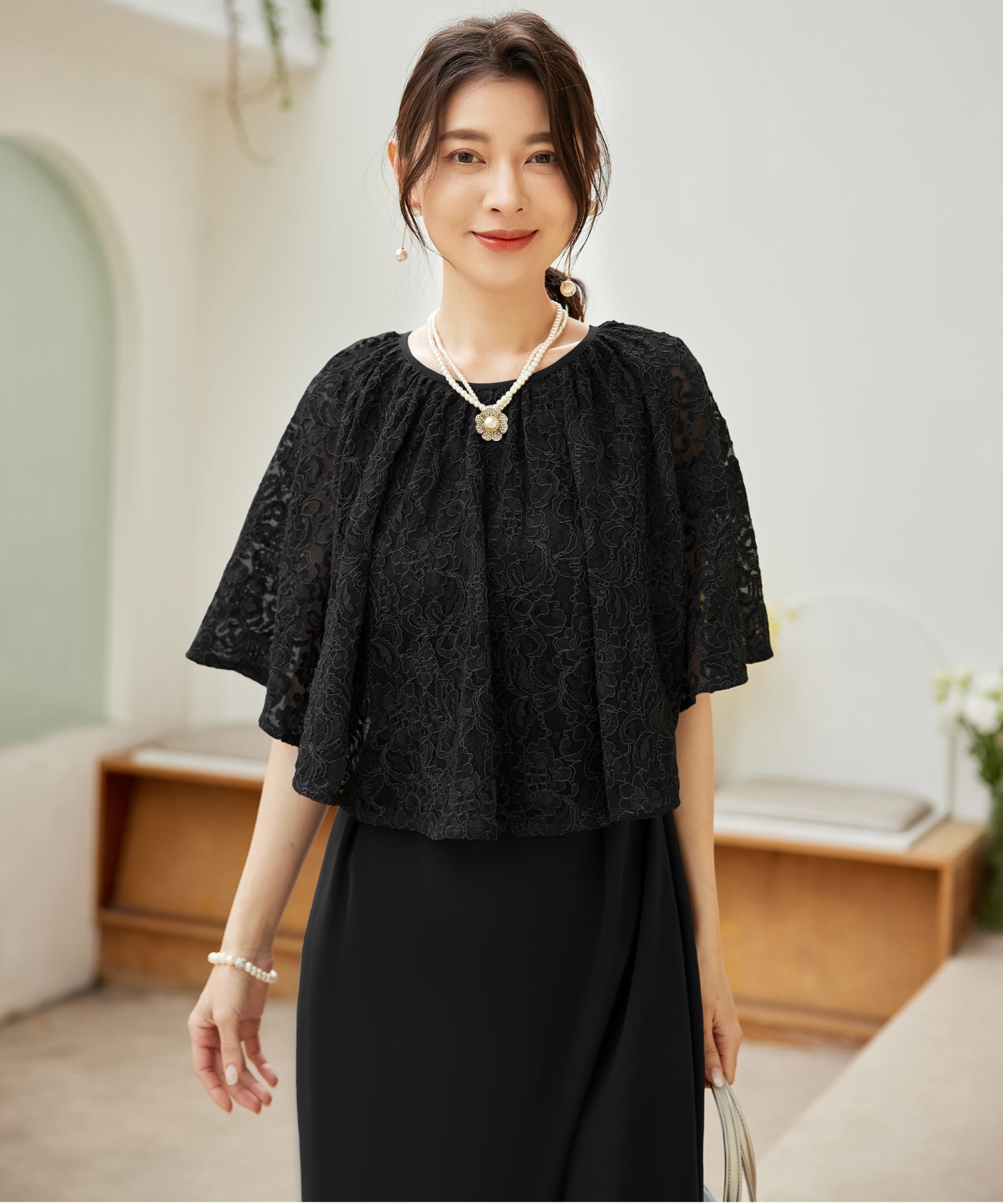 パーティードレス レディース ドレス ワンピース セットアップ 3waycy88598 ブラック