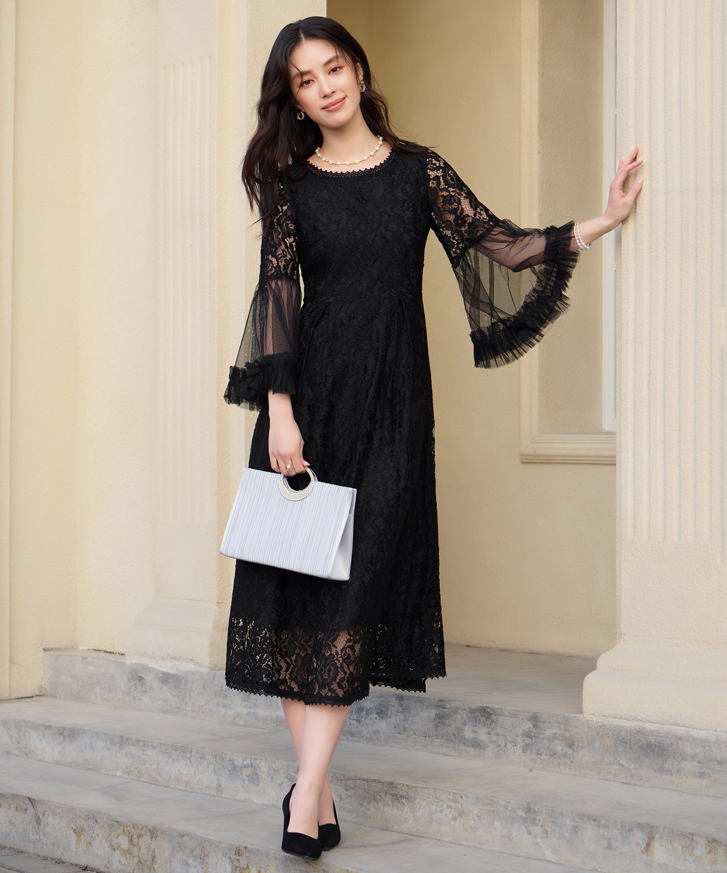 透け袖レースのこなれパーティードレスcy88653-102-8