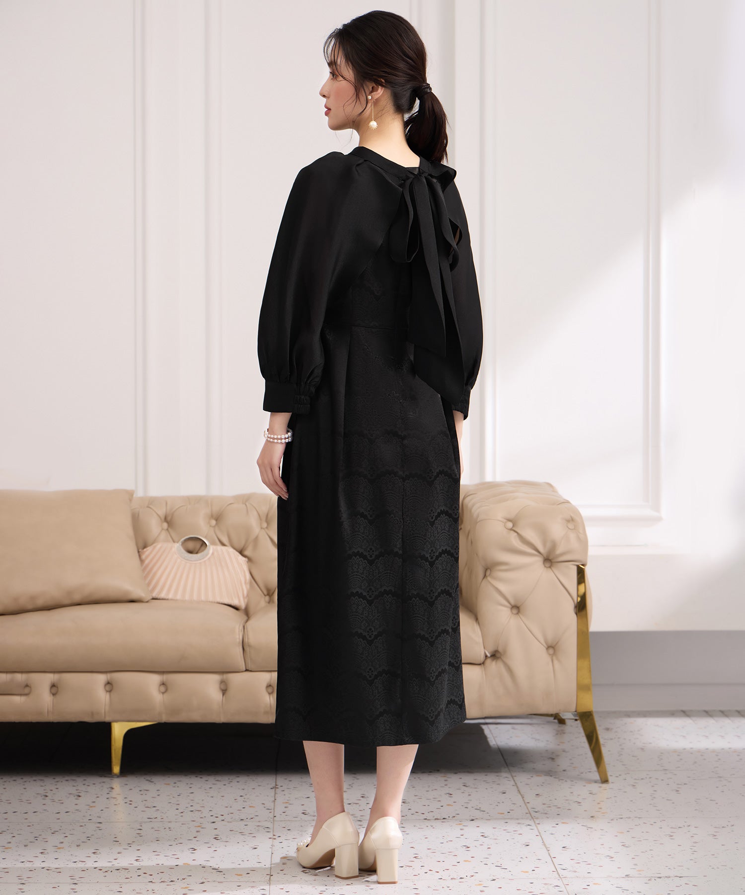 2wayサテンボレロ付きパーティードレスcy88655 ブラック