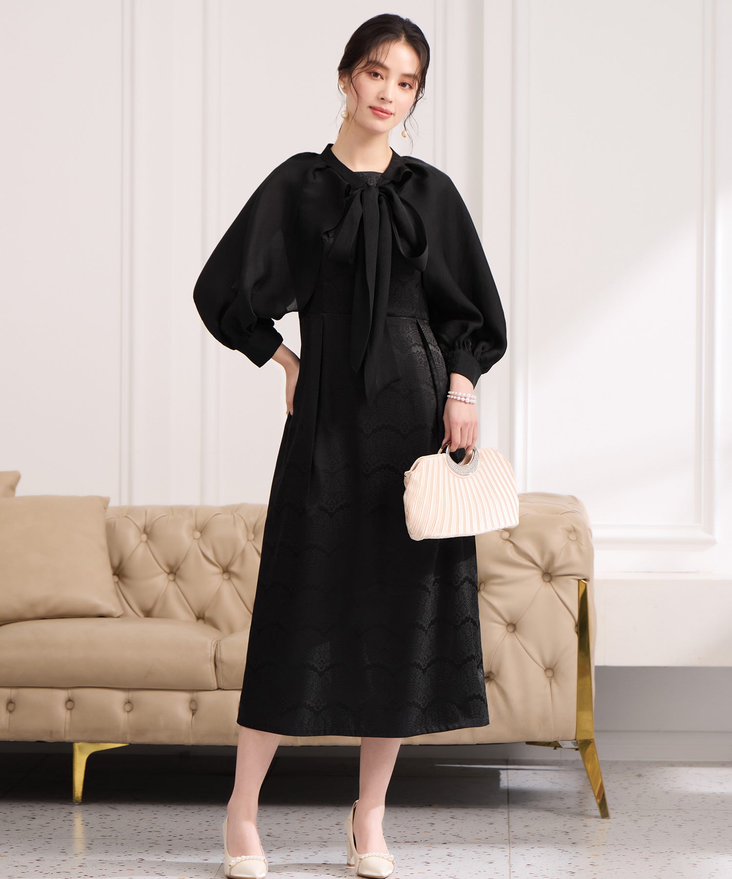 2wayサテンボレロ付きパーティードレスcy88655 ブラック