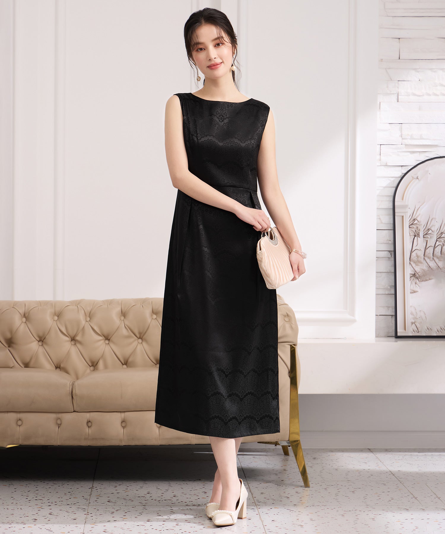 2wayサテンボレロ付きパーティードレスcy88655 ブラック