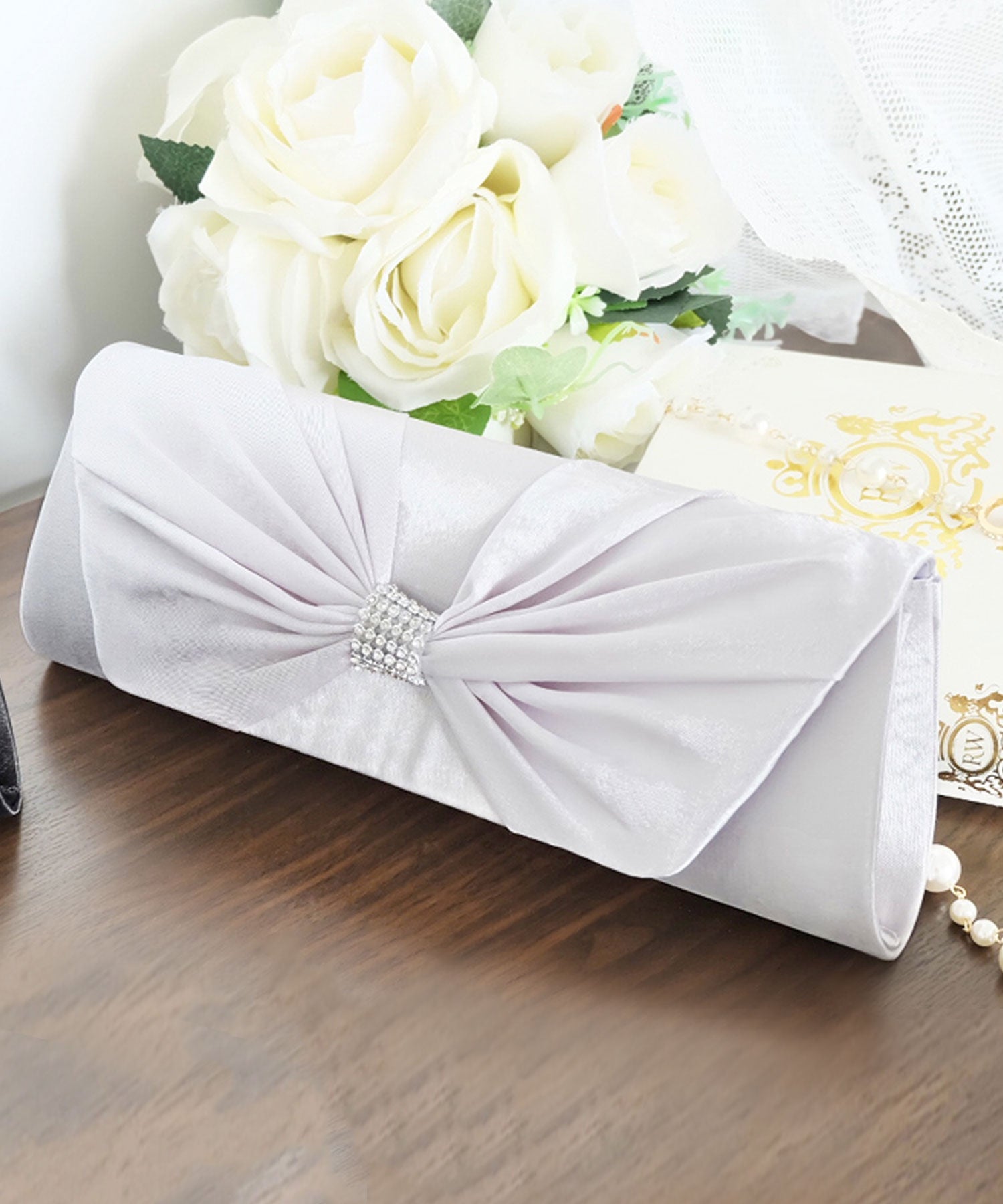【結婚式・お呼ばれに使えるパーティーバッグ】3WAYビッグリボンデザインクラッチバッグcyb5510