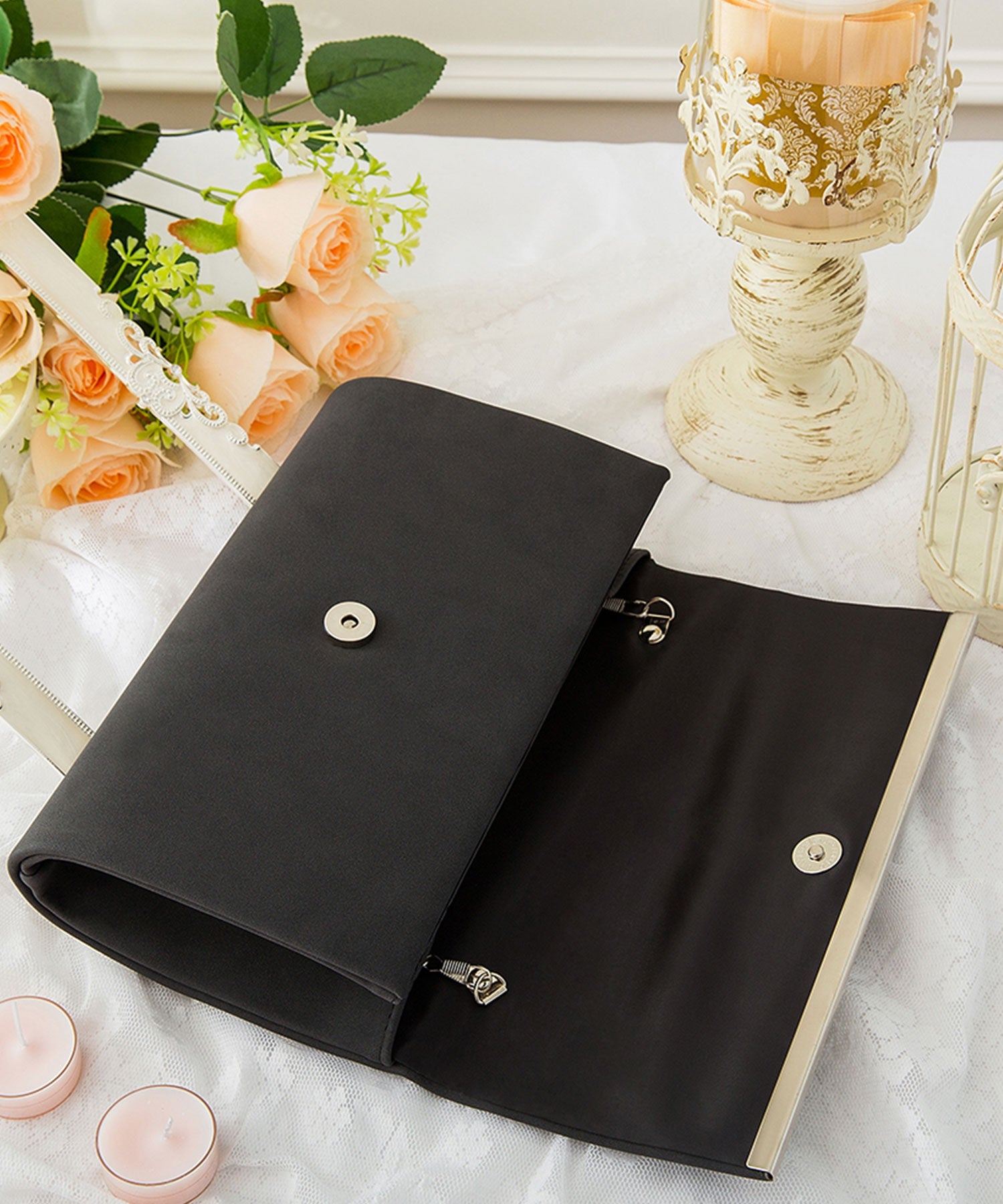 【結婚式・お呼ばれに使えるパーティーバッグ】2WAYシルバーフレームパーティークラッチバッグcyb5522