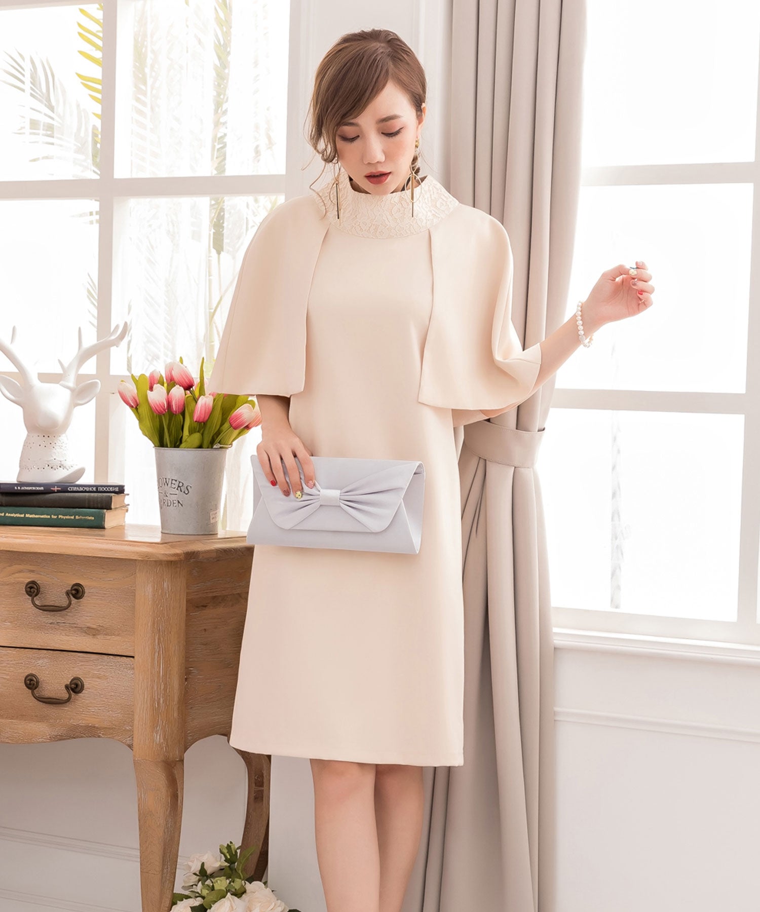 【結婚式・お呼ばれに使えるパーティーバッグ】リボンデザインサテンパーティークラッチバッグcyb5526