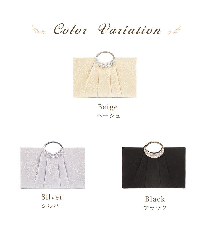 【結婚式・お呼ばれに使えるパーティーバッグ】フラワーレースプリーツパーティーハンドバッグcyb5535