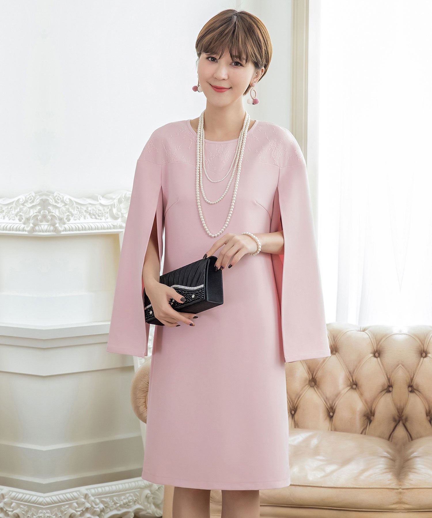 【結婚式・お呼ばれに使えるパーティーバッグ】フェイクパール×ラインストーンプリーツパーティーバッグcyb5550