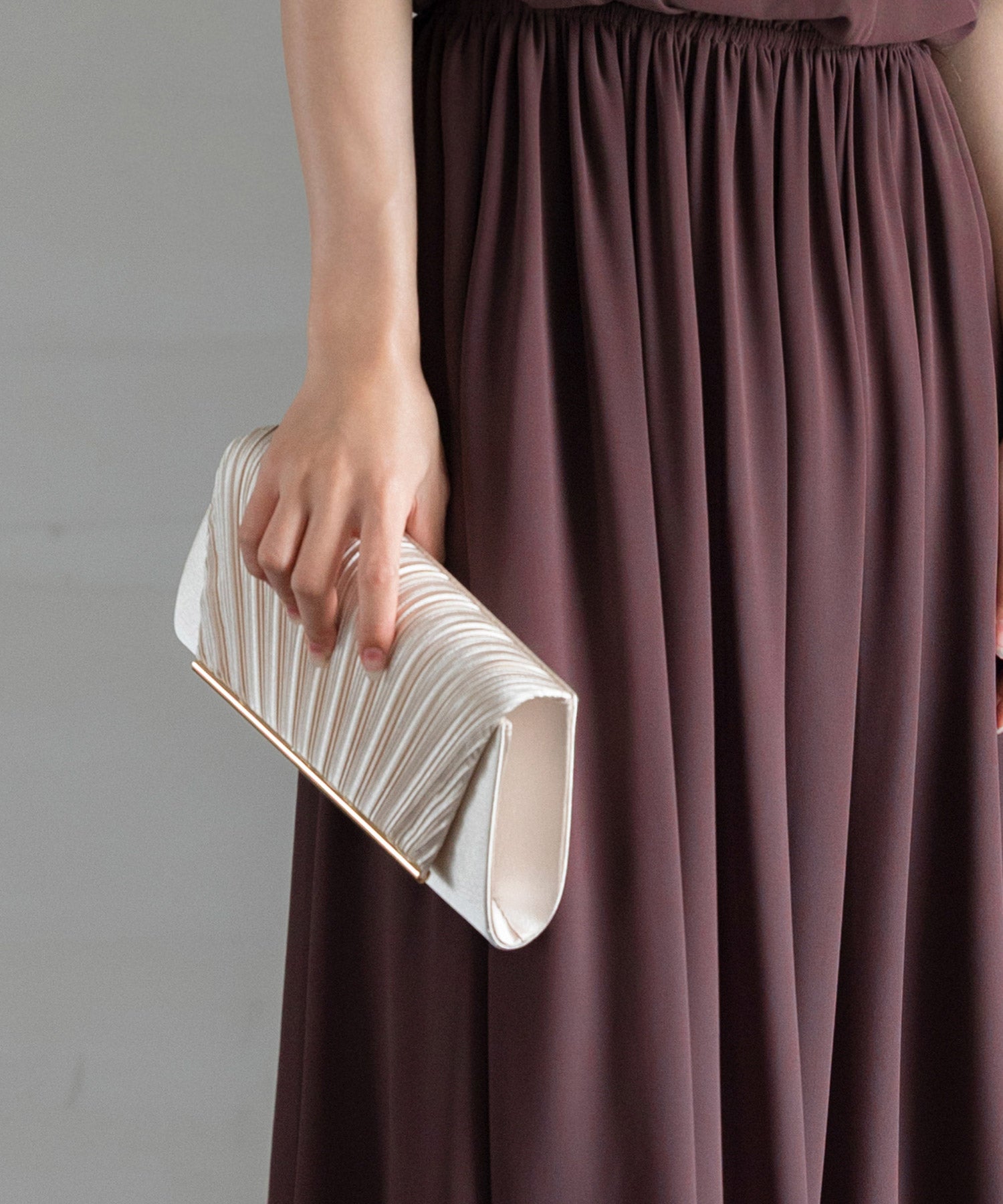 プリーツサテンパーティークラッチバッグcyb5587