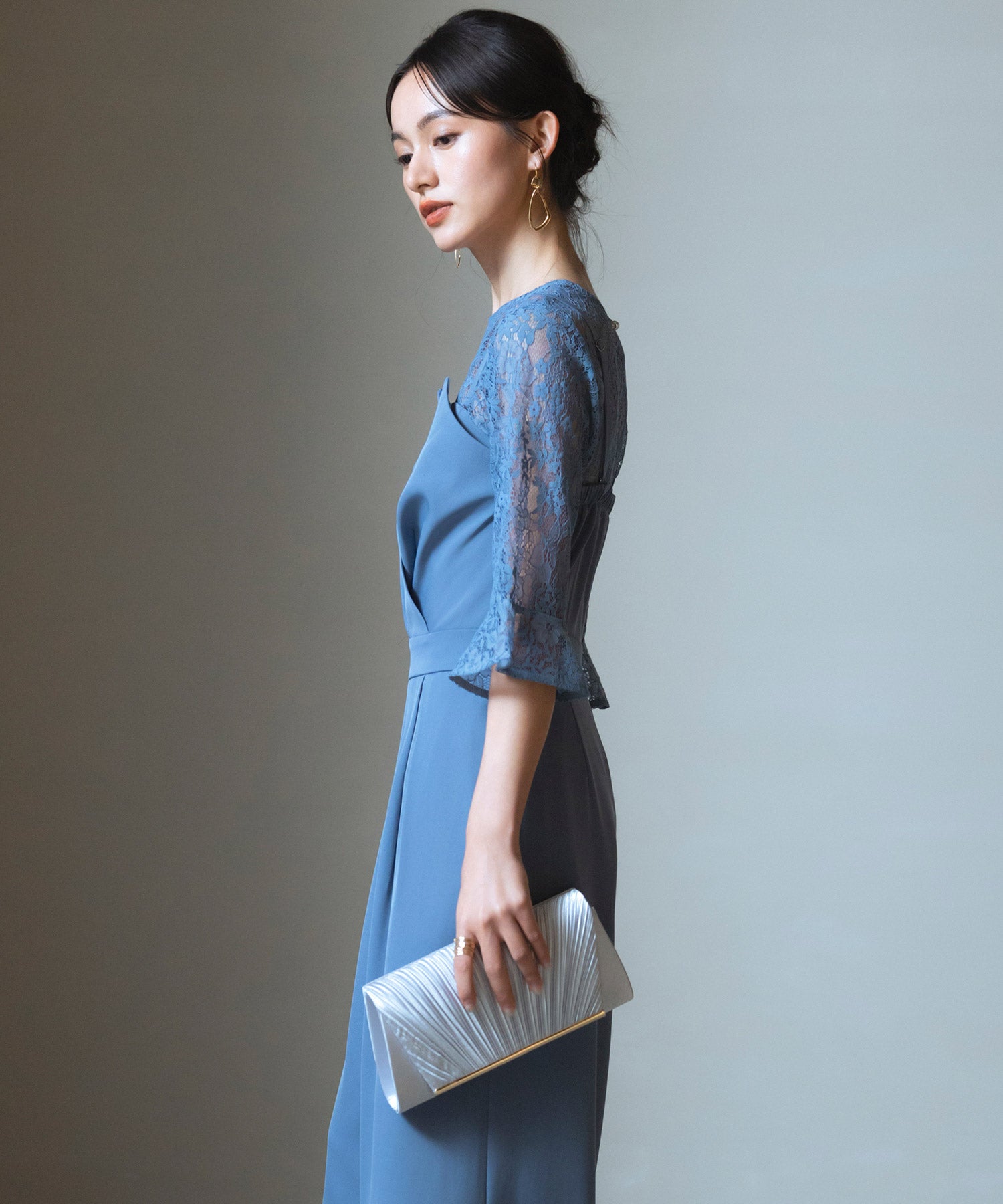 プリーツサテンパーティークラッチバッグcyb5587