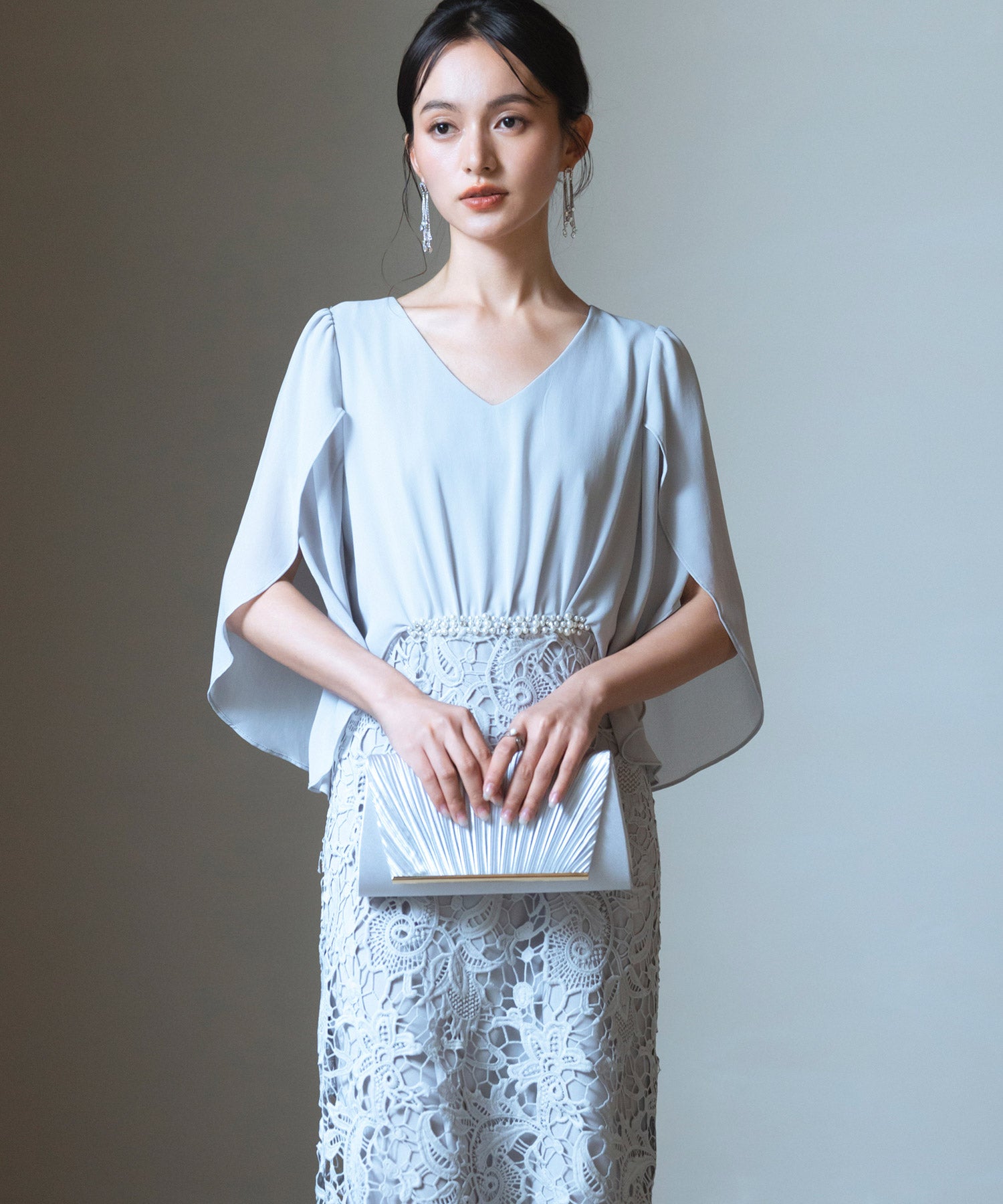 プリーツサテンパーティークラッチバッグcyb5587