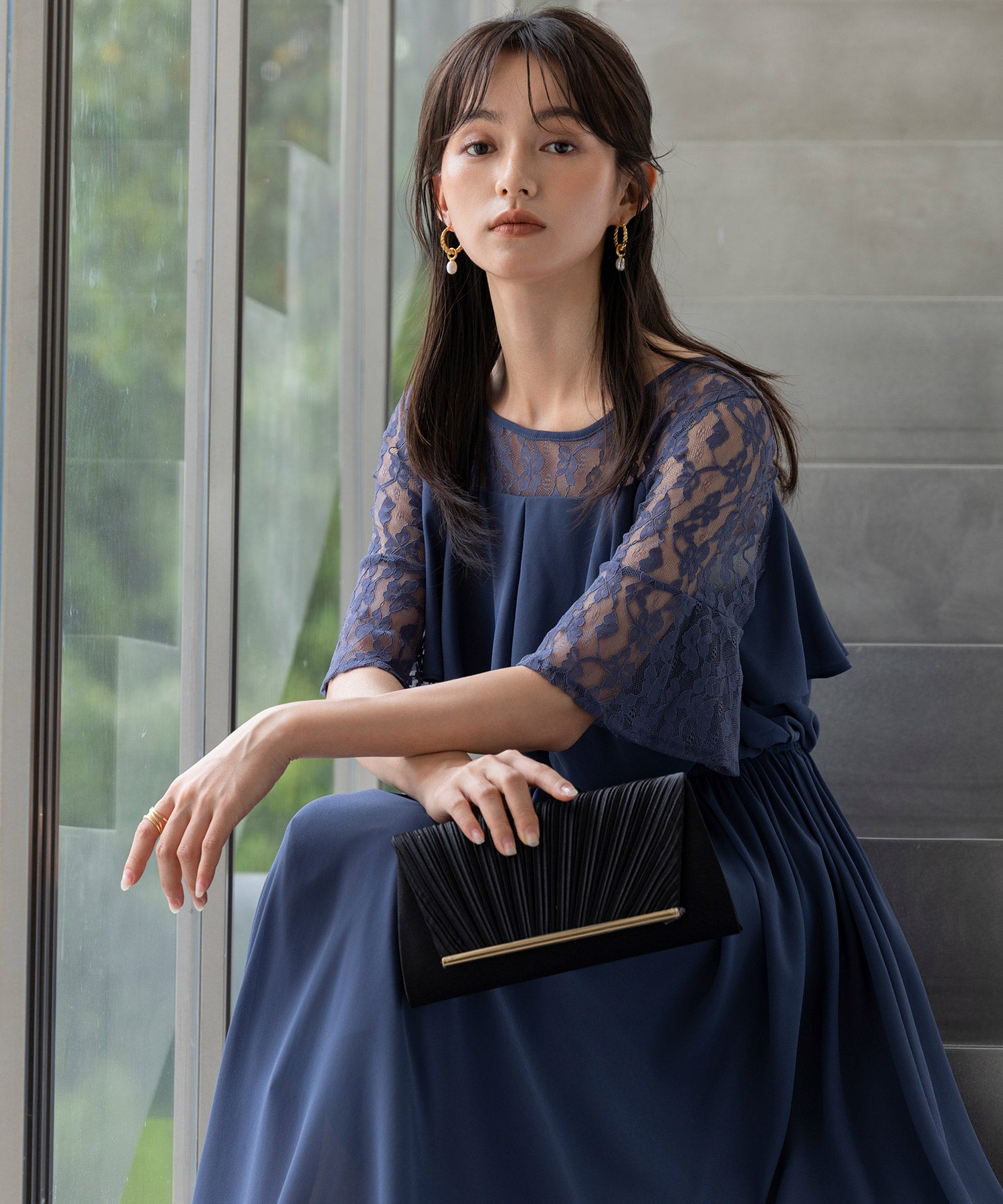 プリーツサテンパーティークラッチバッグcyb5587