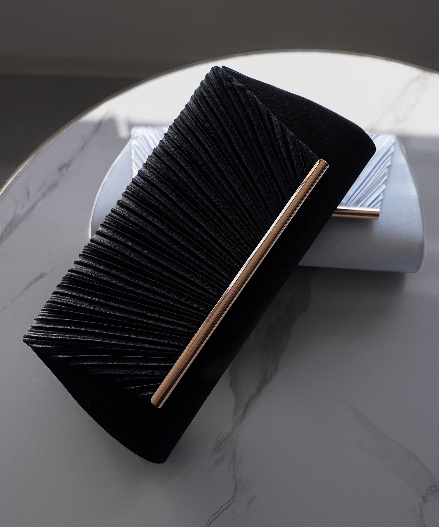 プリーツサテンパーティークラッチバッグcyb5587