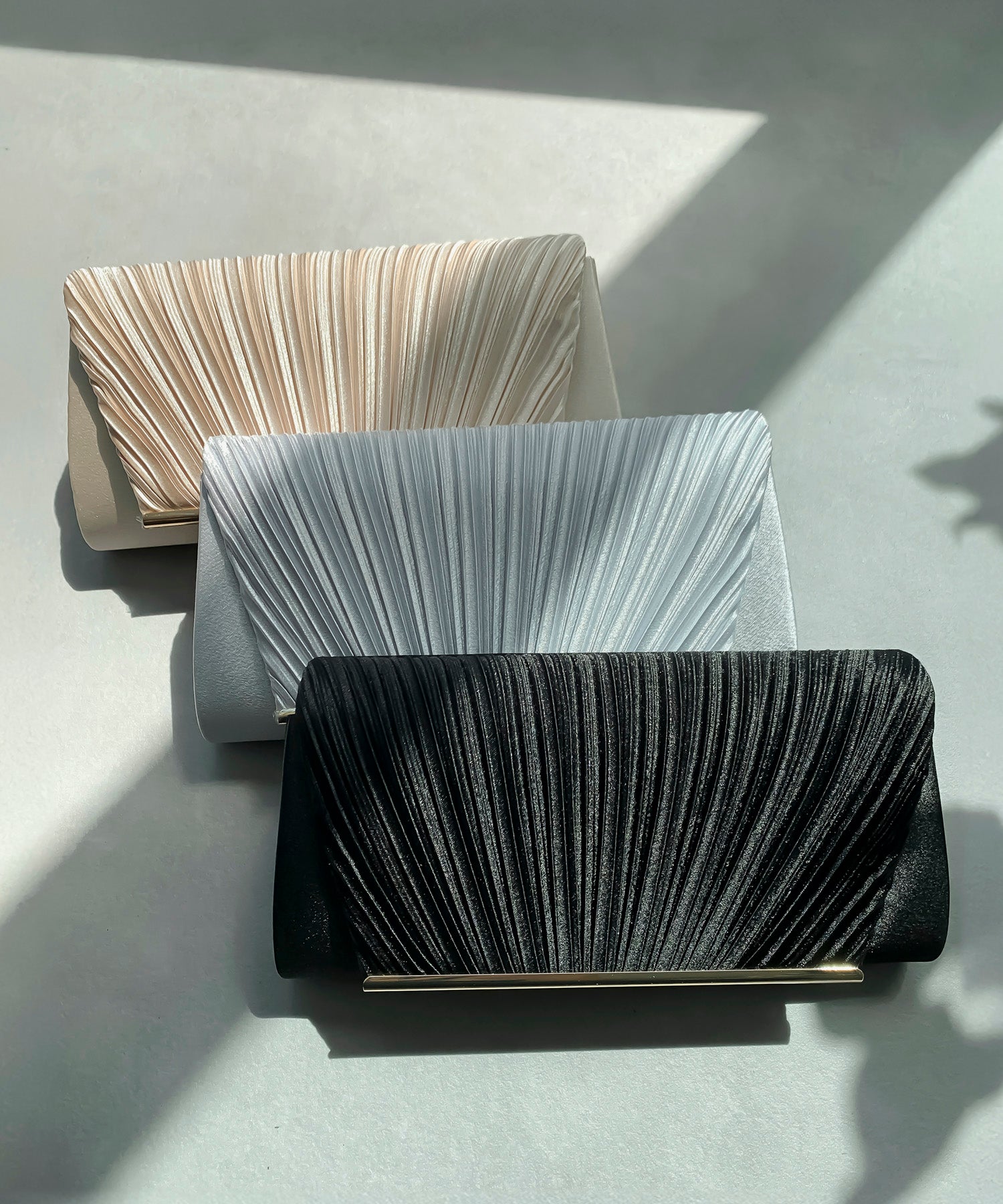 プリーツサテンパーティークラッチバッグcyb5587