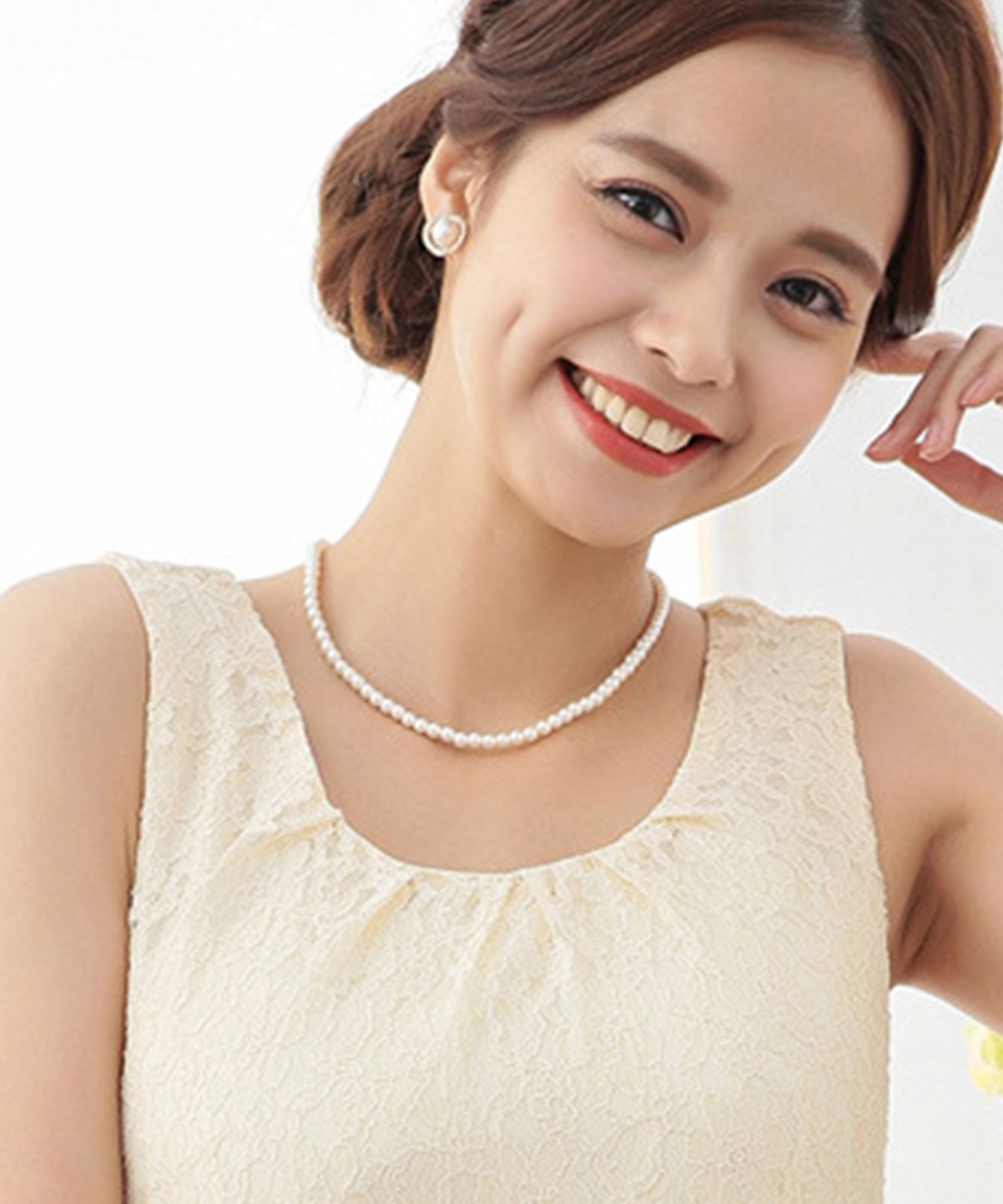 定番&シンプルデザインのフェイクパールネックレスcyl002