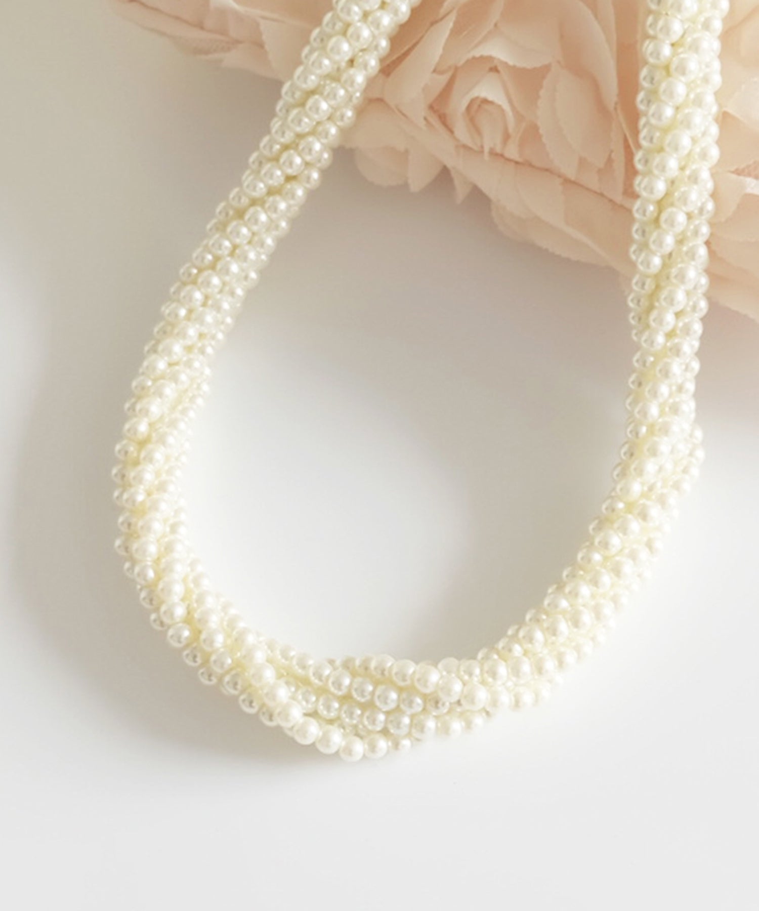 ねじりデザインスモール(小粒)パールショートネックレスcyl005