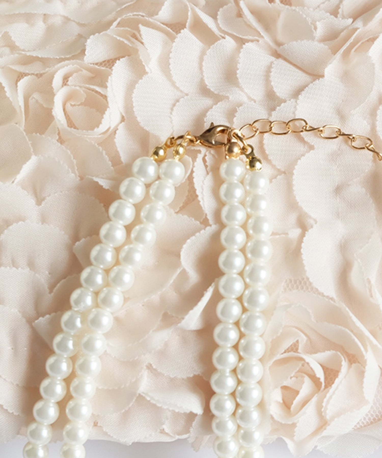 ビジュー付きフェイクパール2連ネックレスcyl006