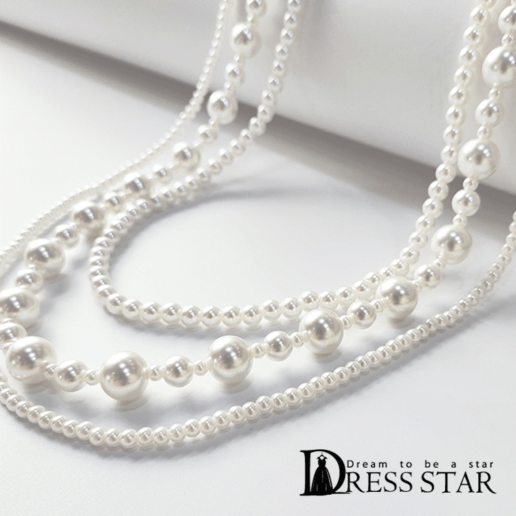 3連フェイクパールネックレス【結婚式】【セレモニー】【パーティー】cyl031
