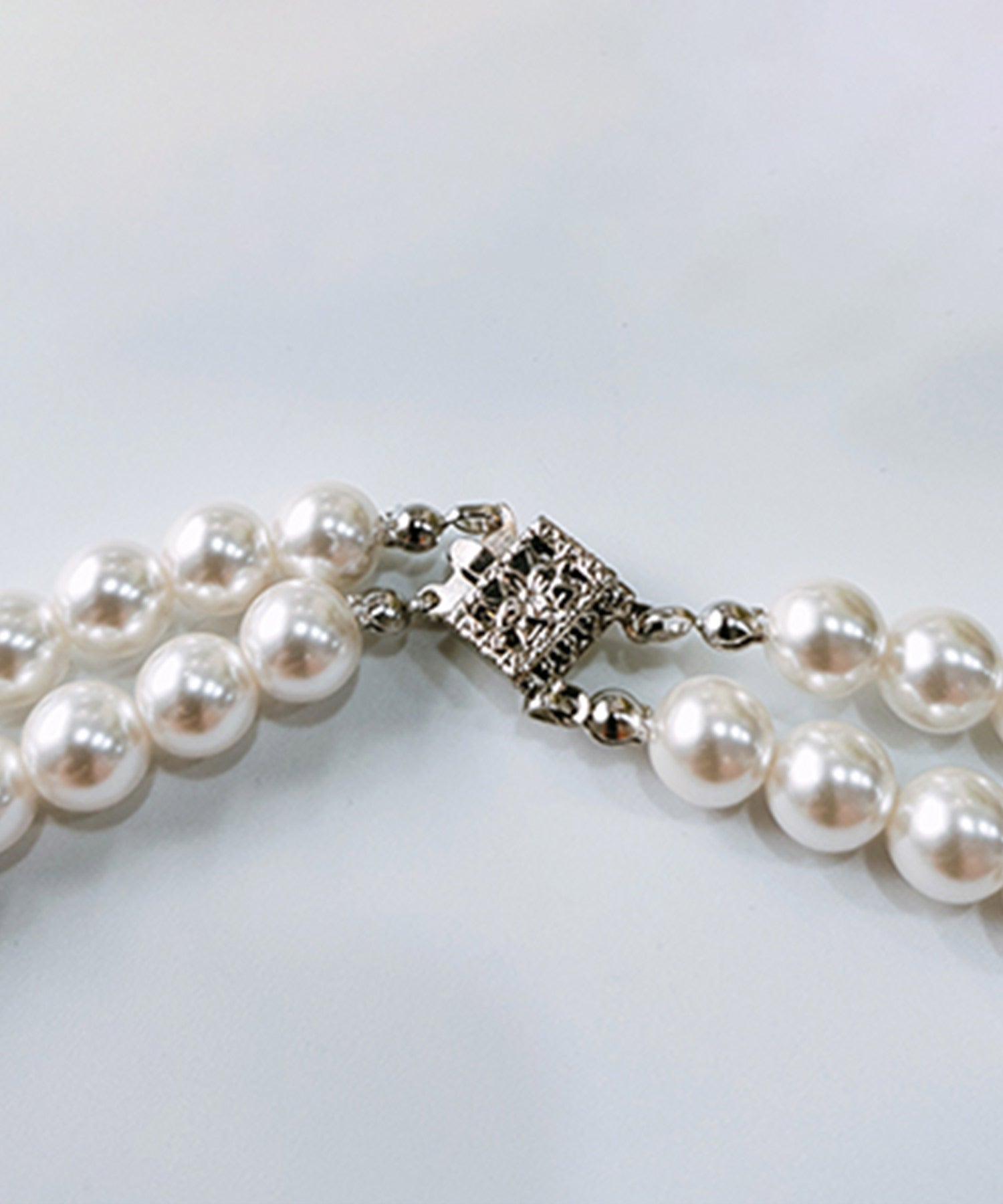 リボンビジュー付き2連フェイクパールネックレス【結婚式】【セレモニー】【パーティー】cyl035