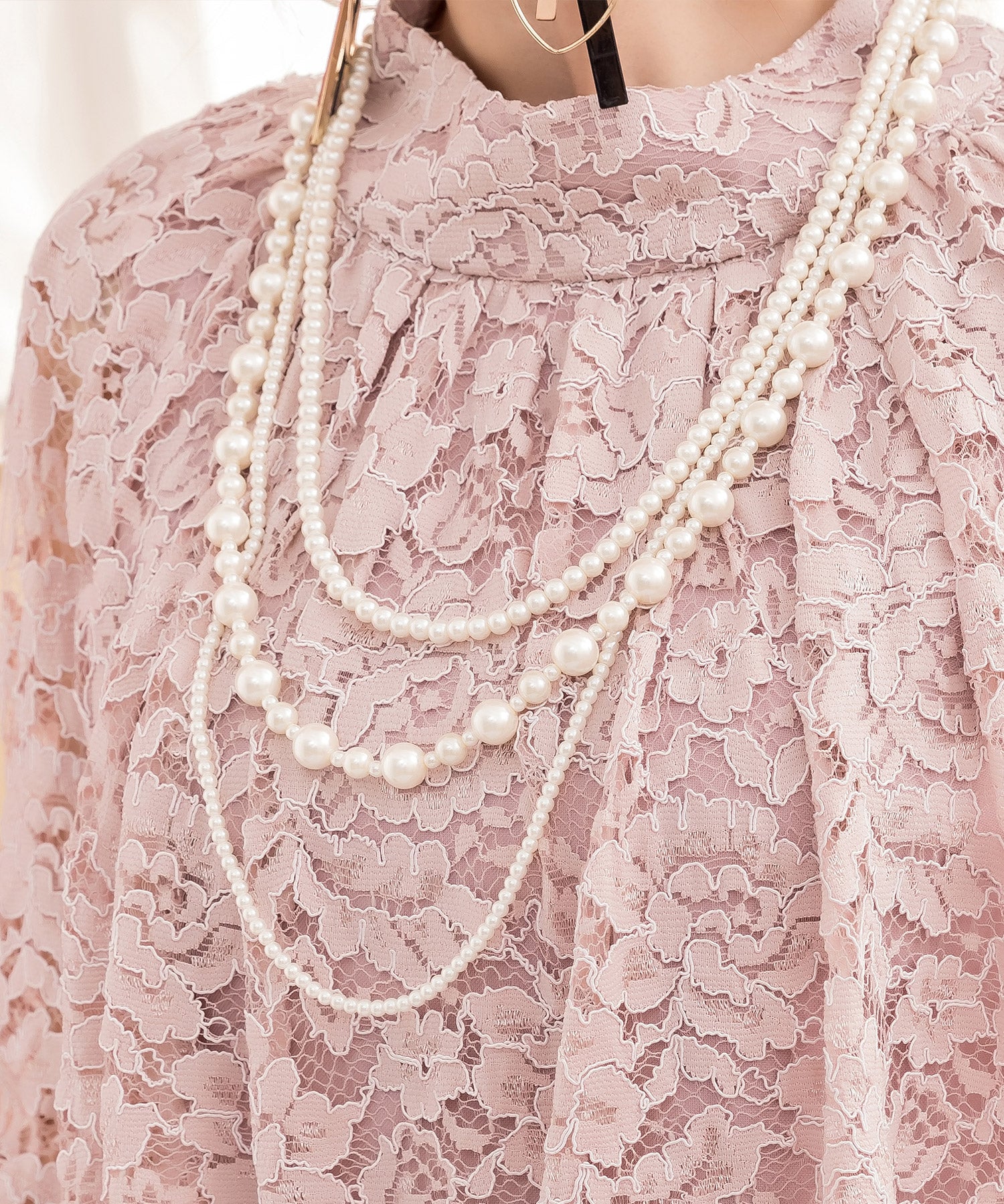 パールネックレス 3連ロングネックレス 結婚式cyl066 ホワイト