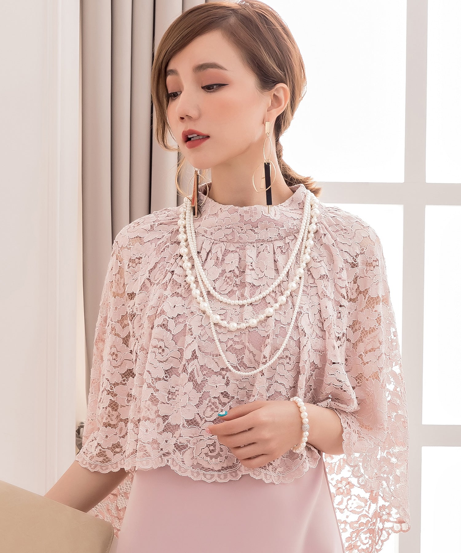 パールネックレス 3連ロングネックレス 結婚式cyl066 ホワイト