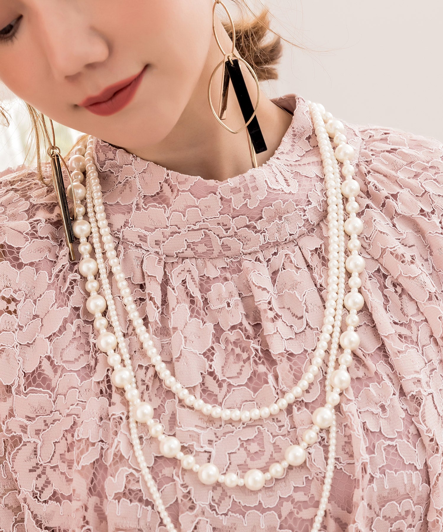 パールネックレス 3連ロングネックレス 結婚式cyl066-101-1